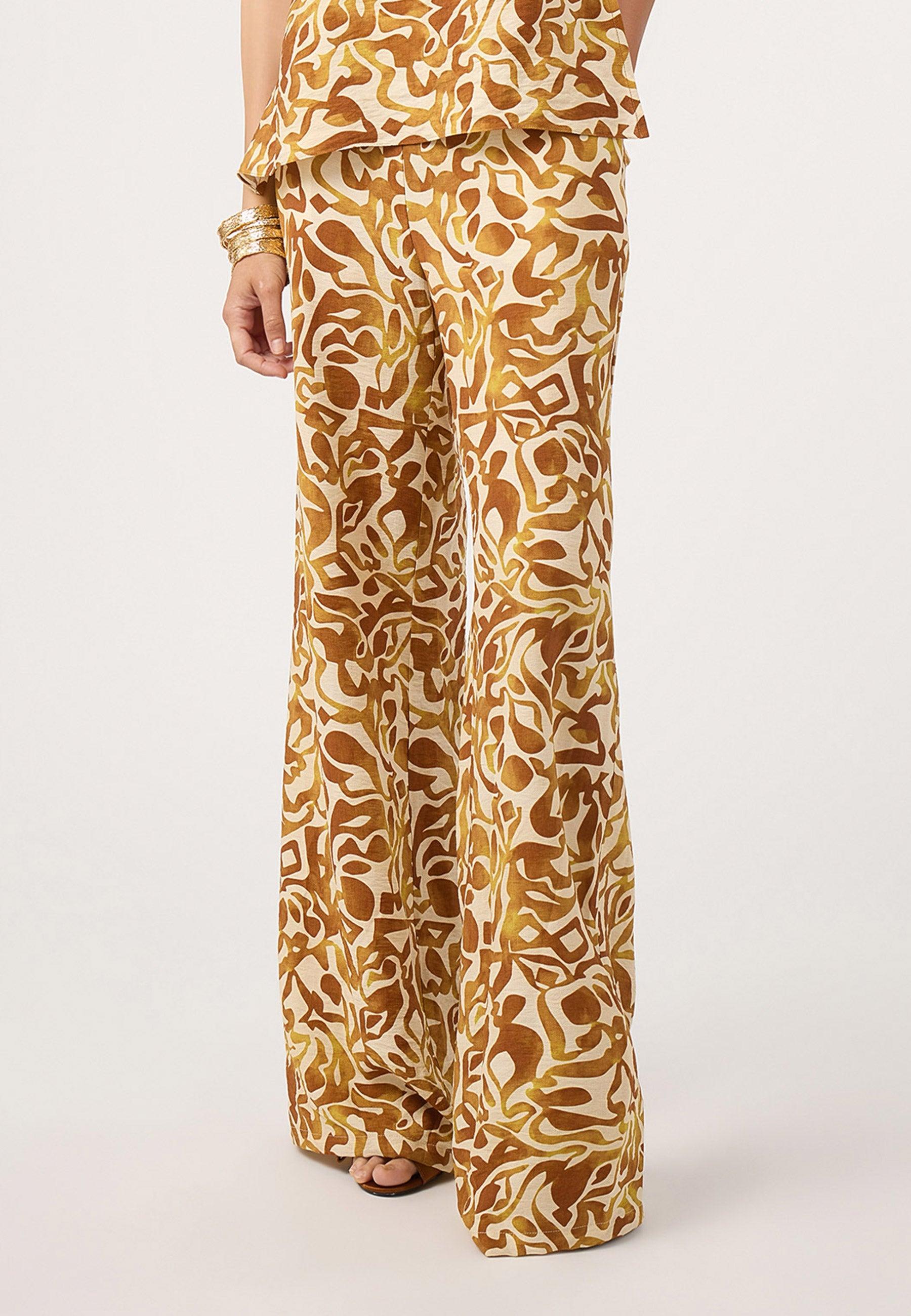 Dolores Promesas - Pantalones anchos de mujer con estampado geométrico y bolsillos laterales.