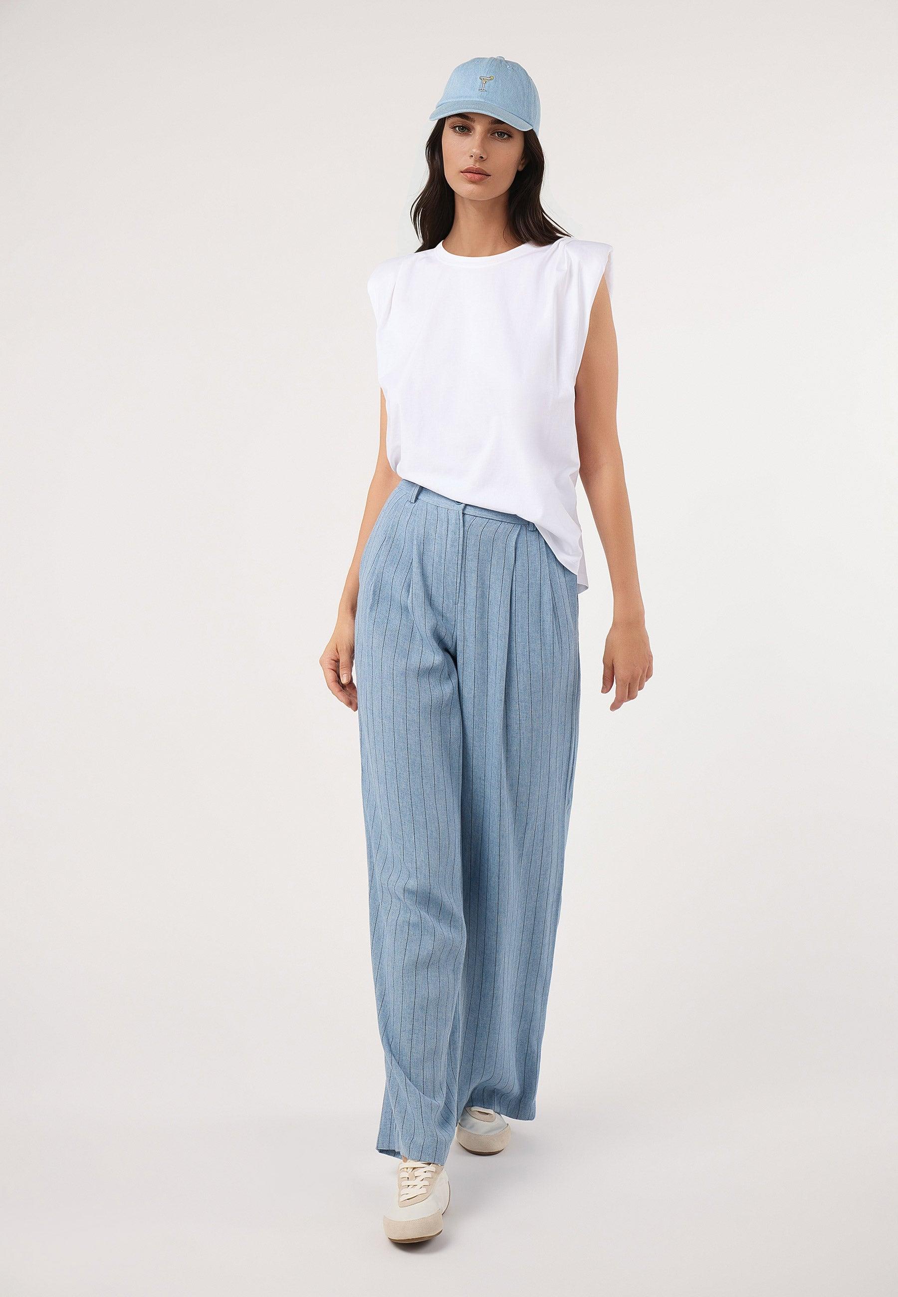 Dolores Promesas - Pantalones rectos de mujer con cintura con cierre oculto y bolsillos laterales.