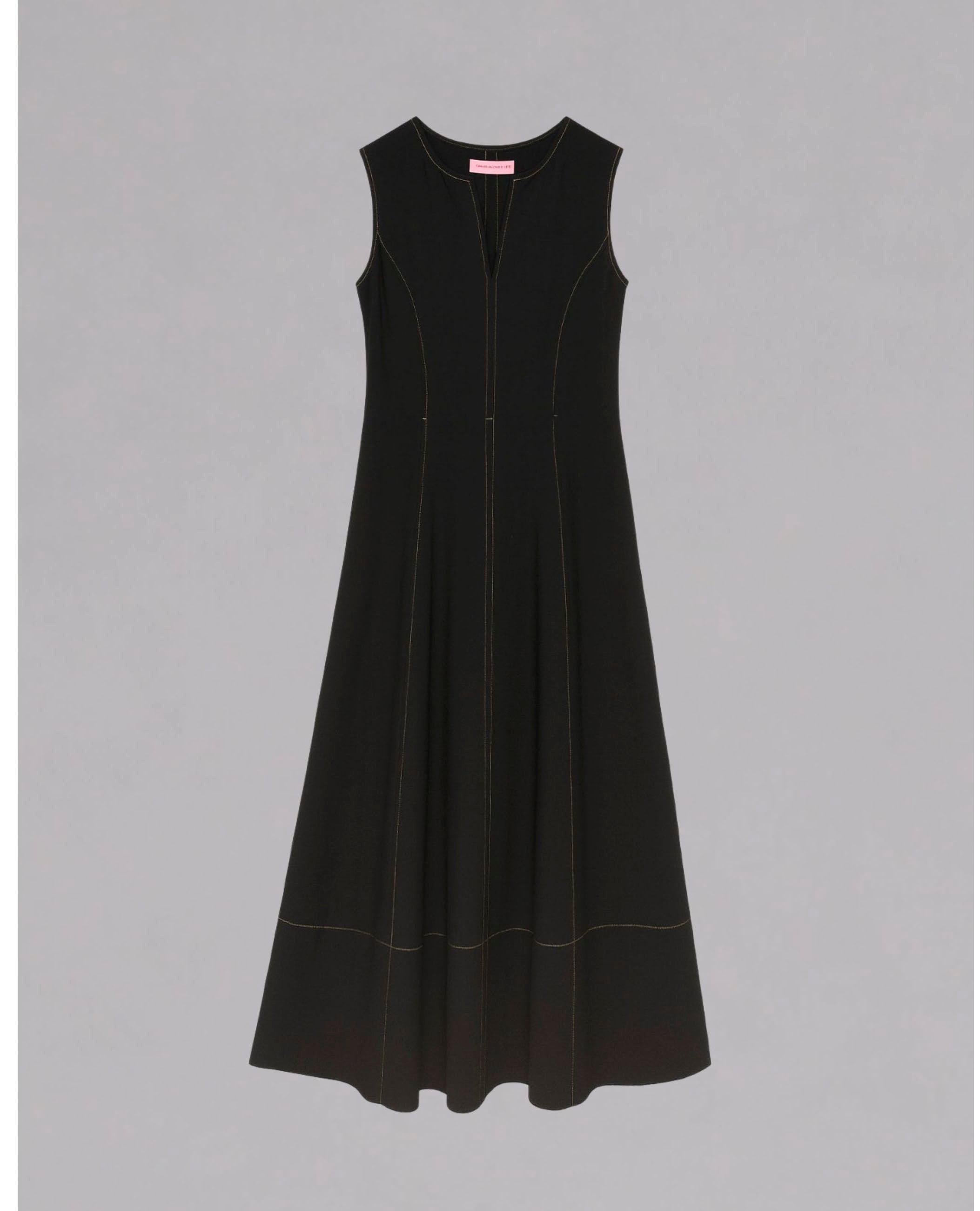 Vestido midi reina sin mangas corte evasé - Dolores Promesas - Azul marino Azul marino-4