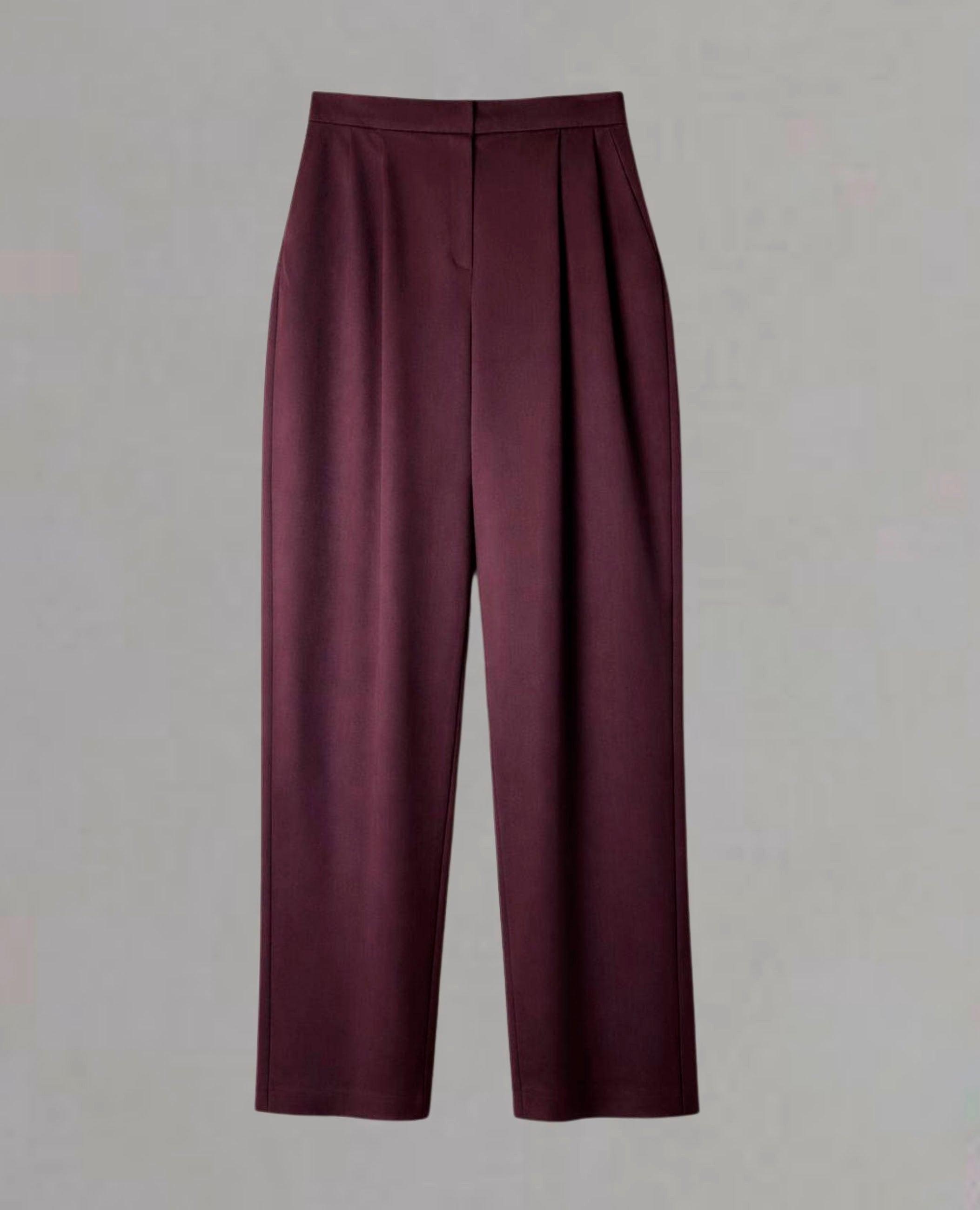 Pantalón ancho de mujer reina con cintura alta - Dolores Promesas - Granate Granate-4