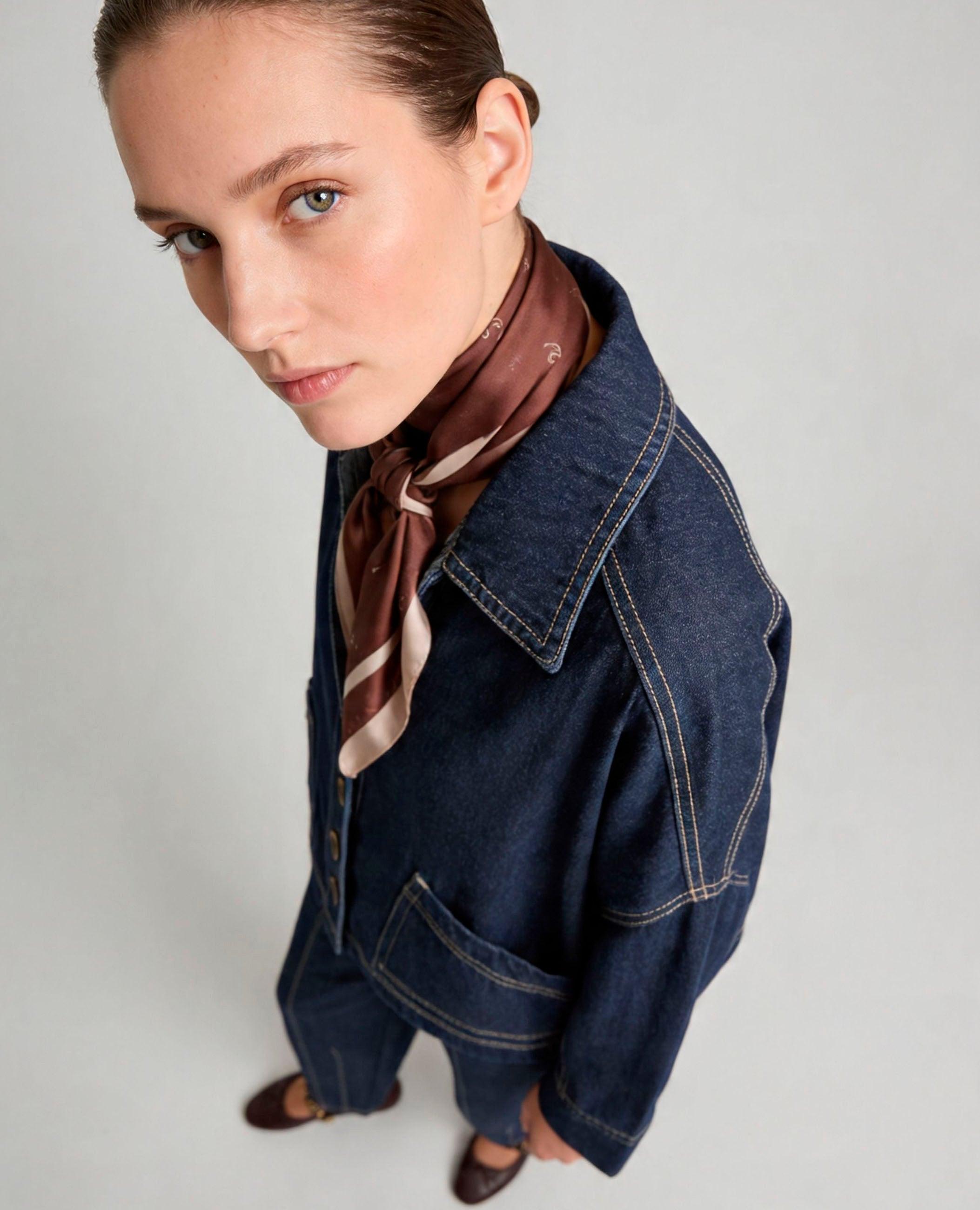 Sobrecamisa de mujer candela denim con cuello solapa - Dolores Promesas - Azul marino Azul marino-3