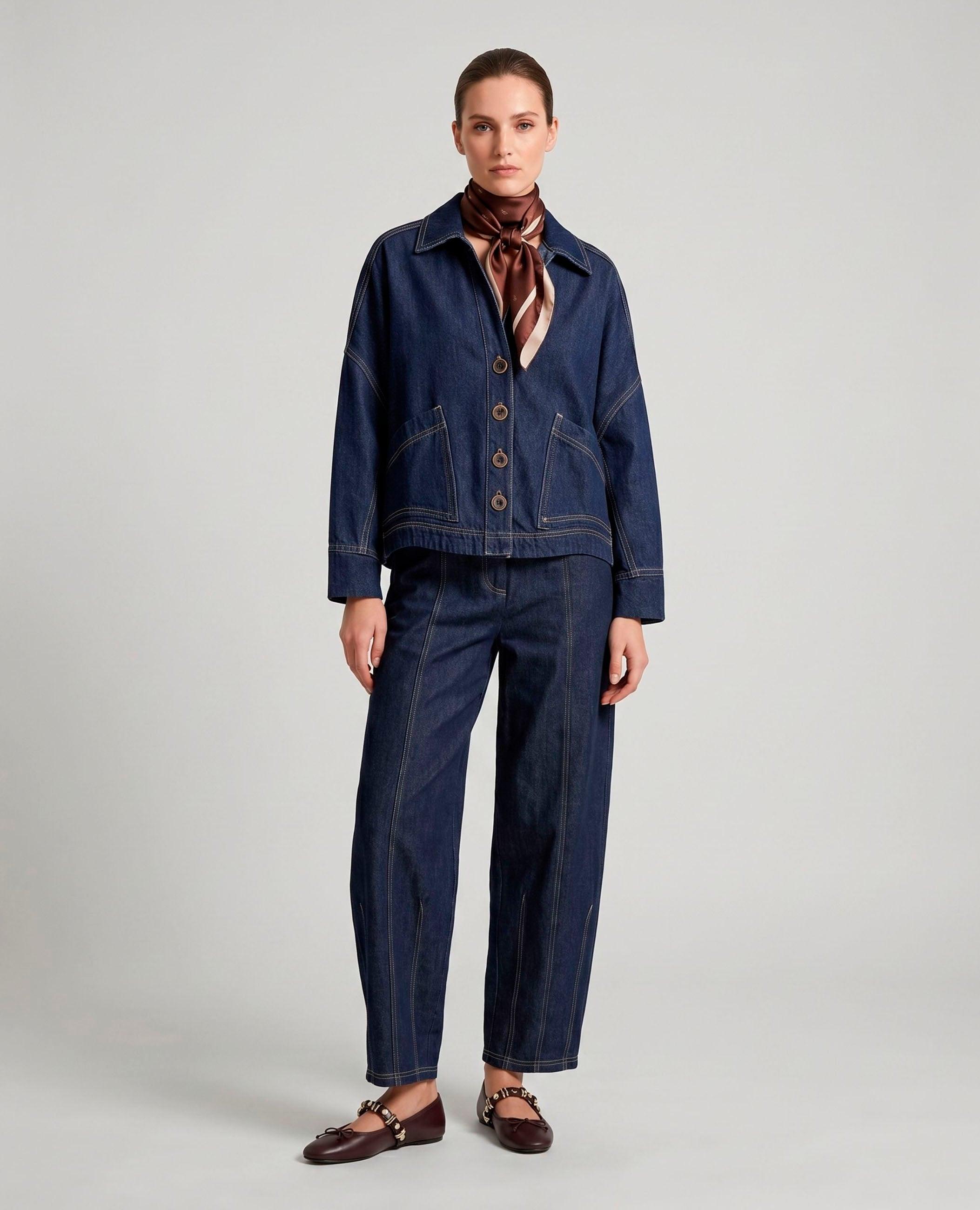 Pantalón ancho de mujer candela denim con bolsillos delanteros - Dolores Promesas - Azul marino Azul marino-1