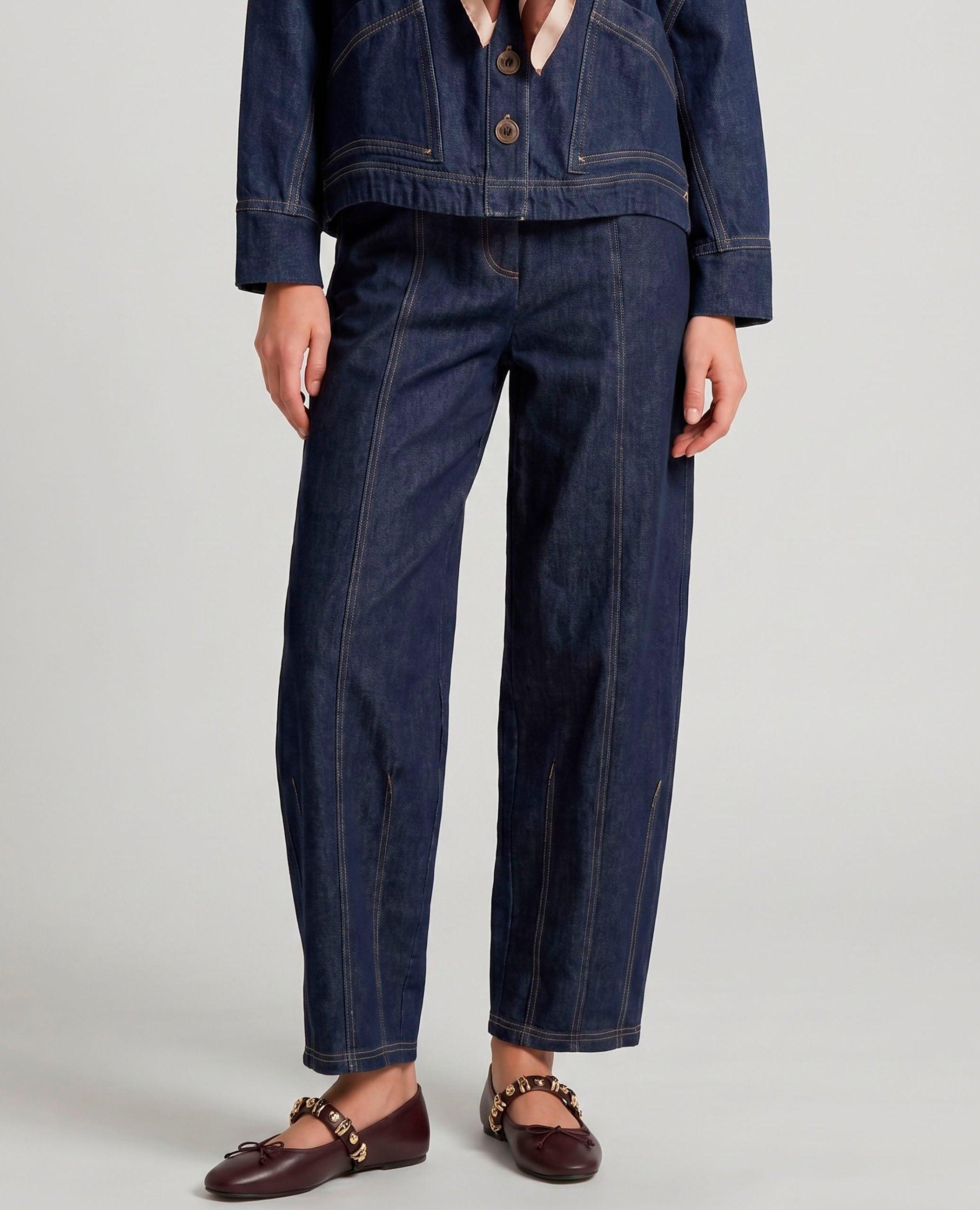 Pantalón ancho de mujer candela denim con bolsillos delanteros - Dolores Promesas - Azul marino Azul marino-2