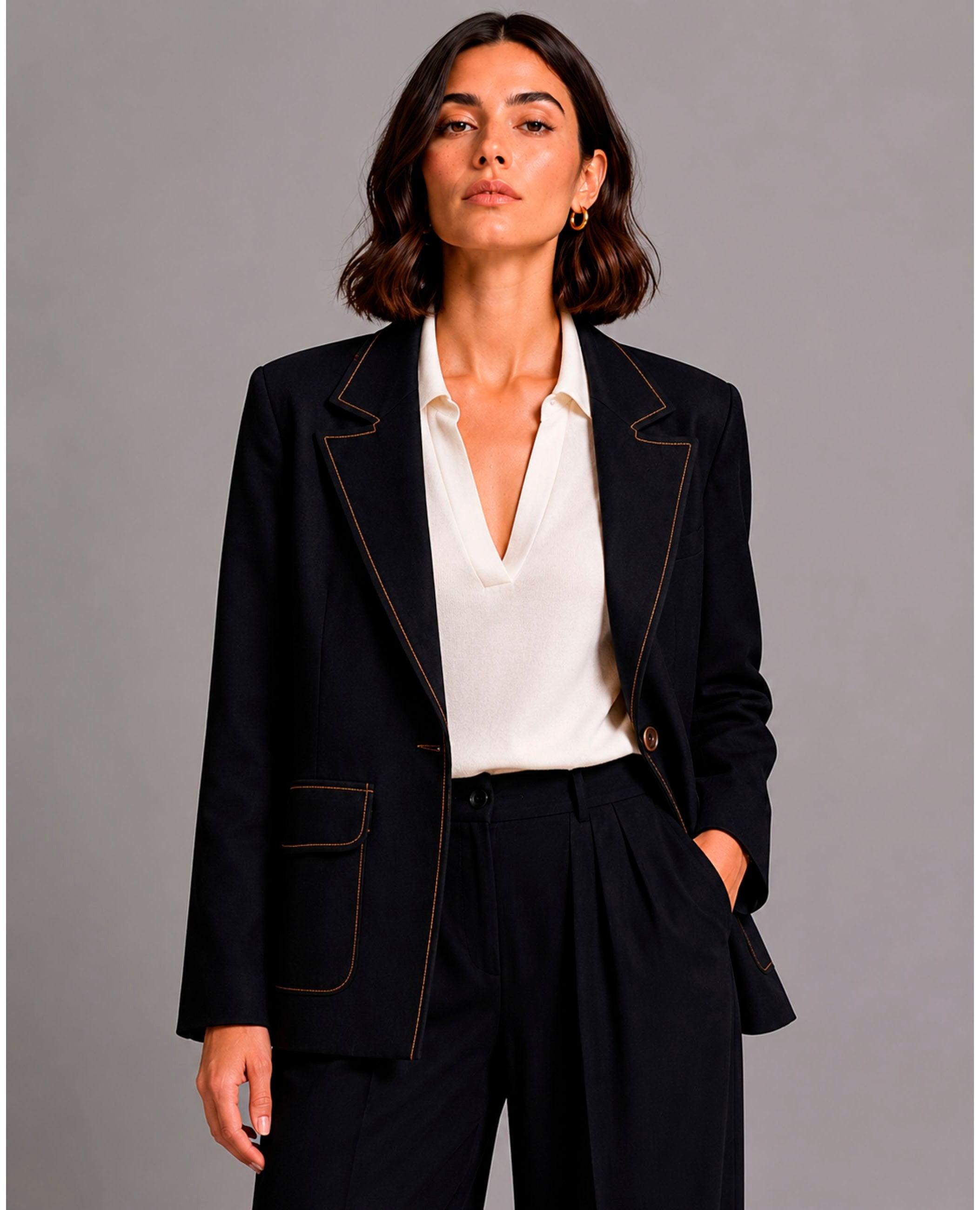 Americana de mujer con bolsillos delanteros reina - Dolores Promesas - Negro Negro-3