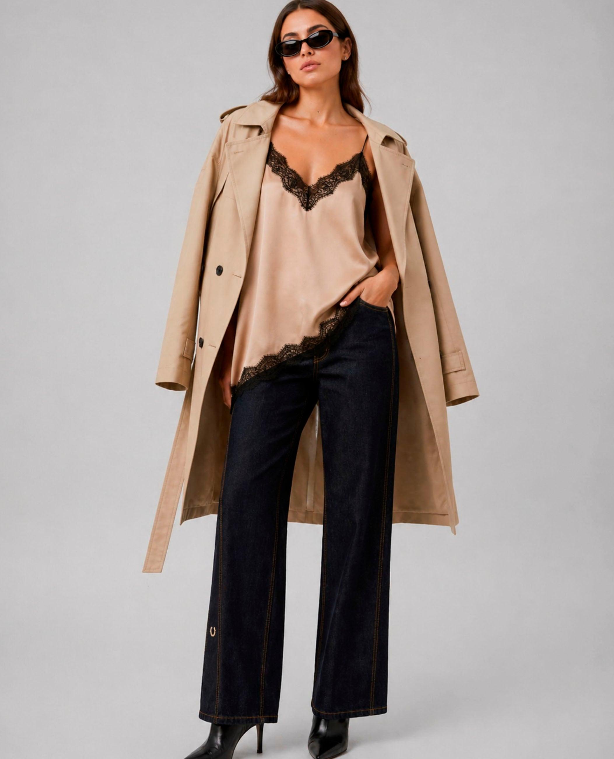 Top de mujer ayla asimétrico con encaje - Dolores Promesas - Beige Beige-3