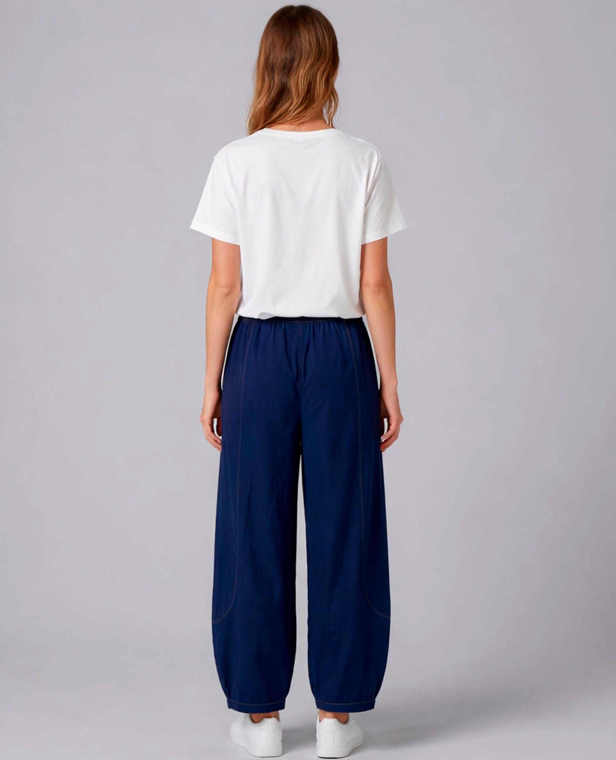 Pantalón ancho de mujer raquel con cintura elástica - Dolores Promesas - Azul marino Azul marino-3