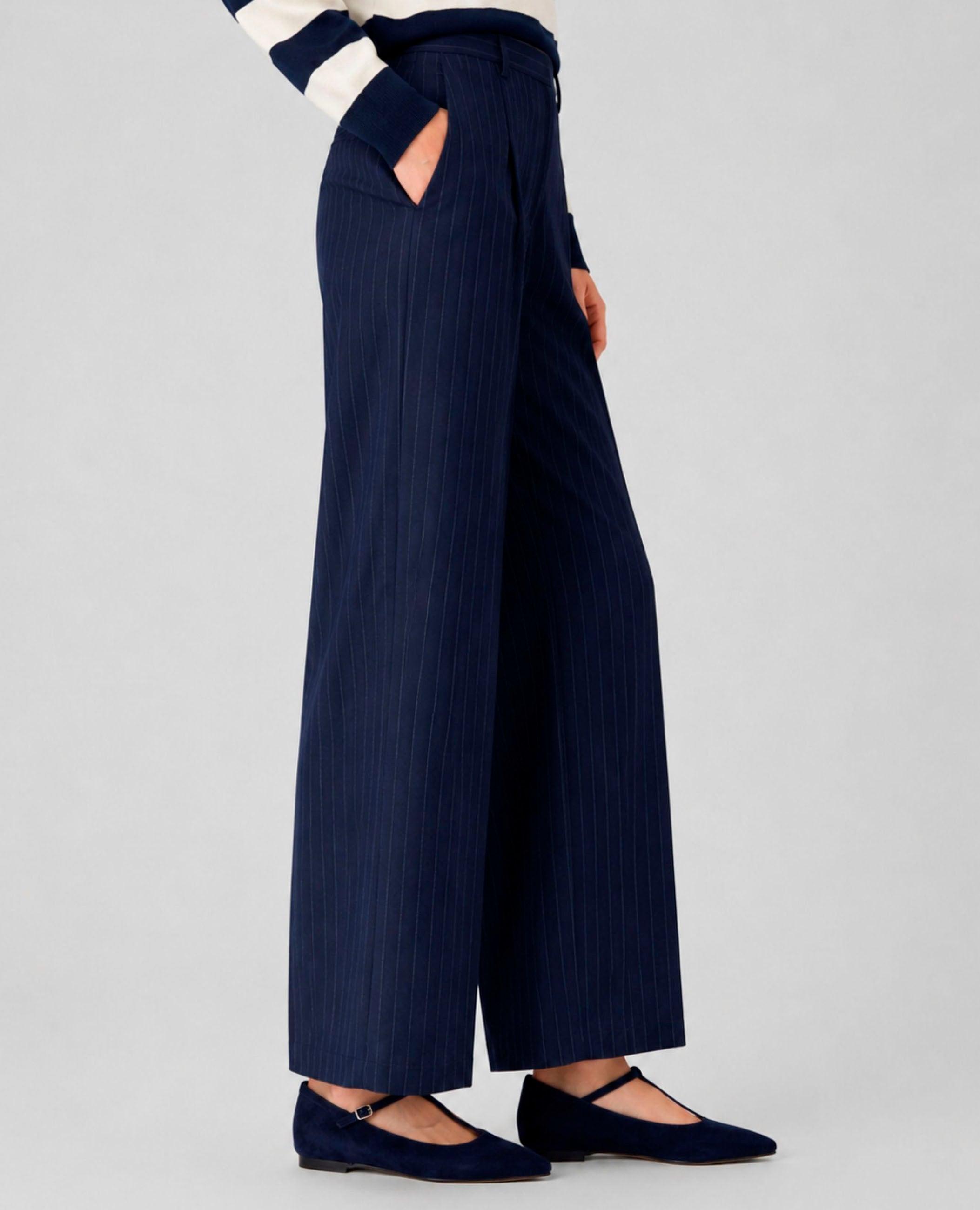 Pantalón recto de mujer rocio de tiro alto - Dolores Promesas - Azul marino Azul marino-3