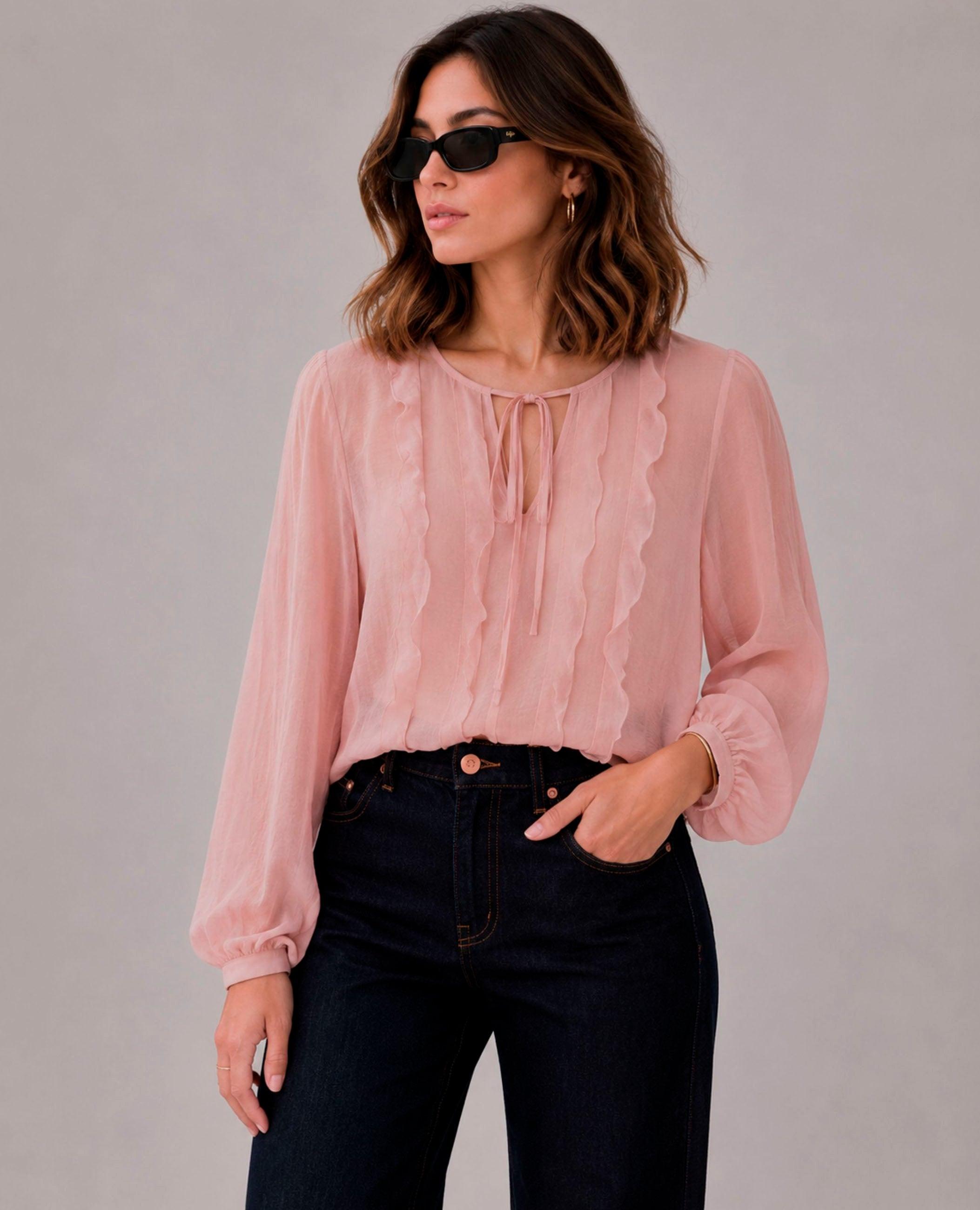 Blusa de mujer colete con volantes - Dolores Promesas - Rosa Rosa-1