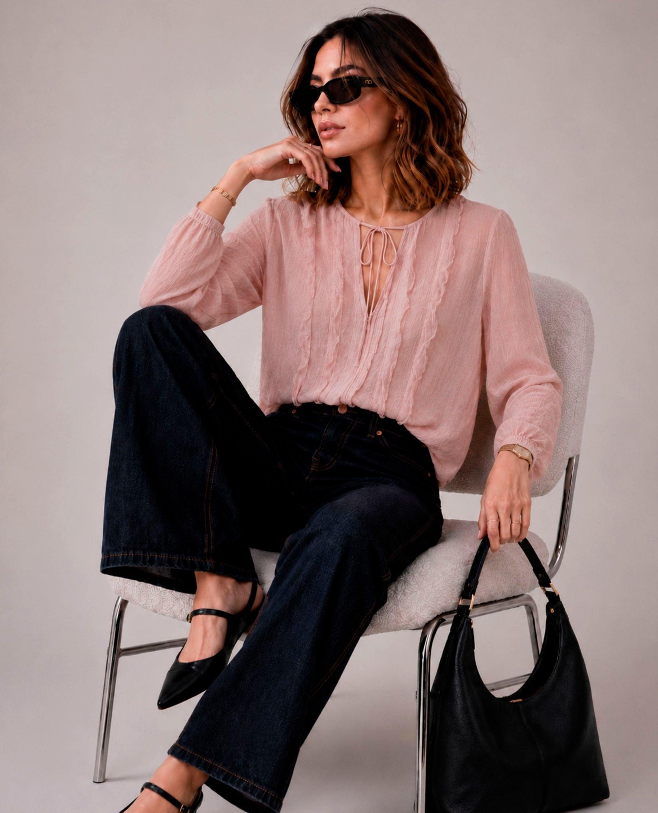 Blusa de mujer colete con volantes - Dolores Promesas - Rosa Rosa-2