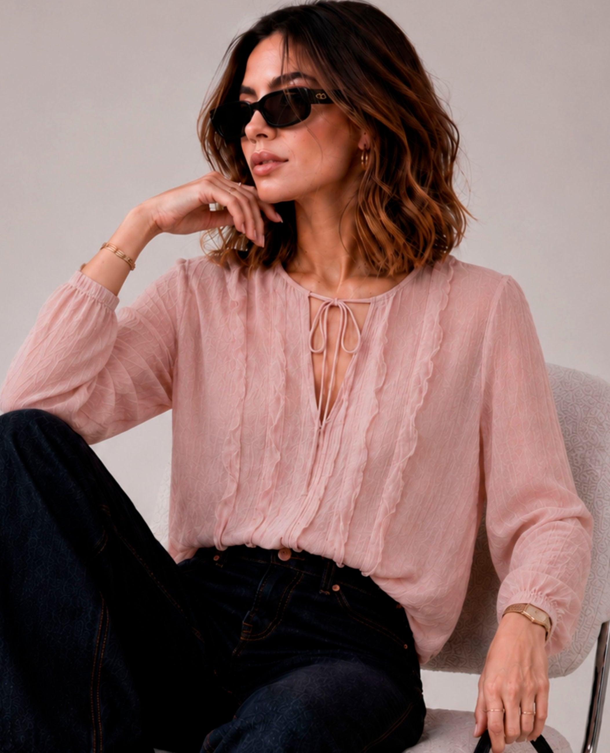 Blusa de mujer colete con volantes - Dolores Promesas - Rosa Rosa-3