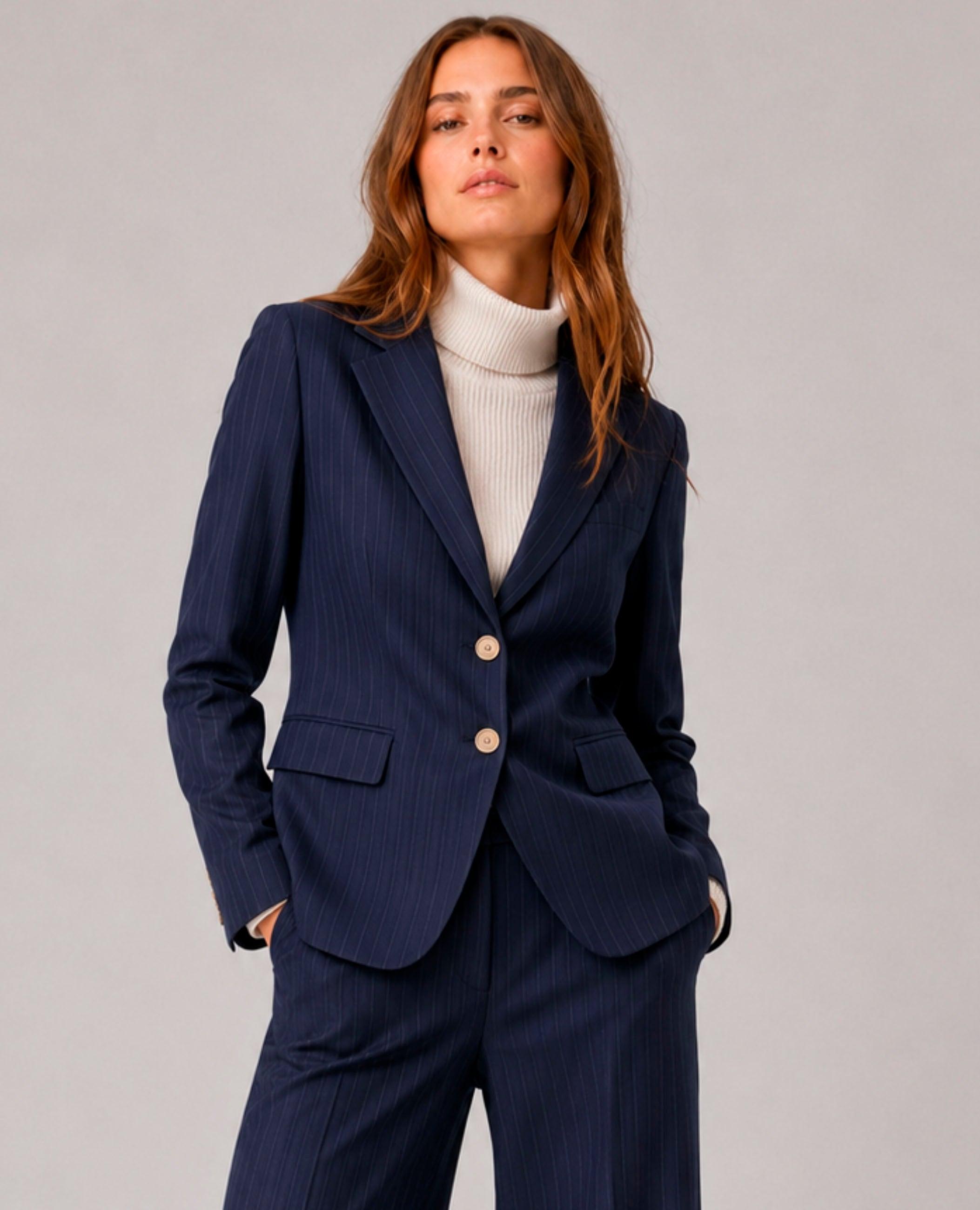 Blazer de mujer rocío en tejido sastre - Dolores Promesas - Azul marino Azul marino-1