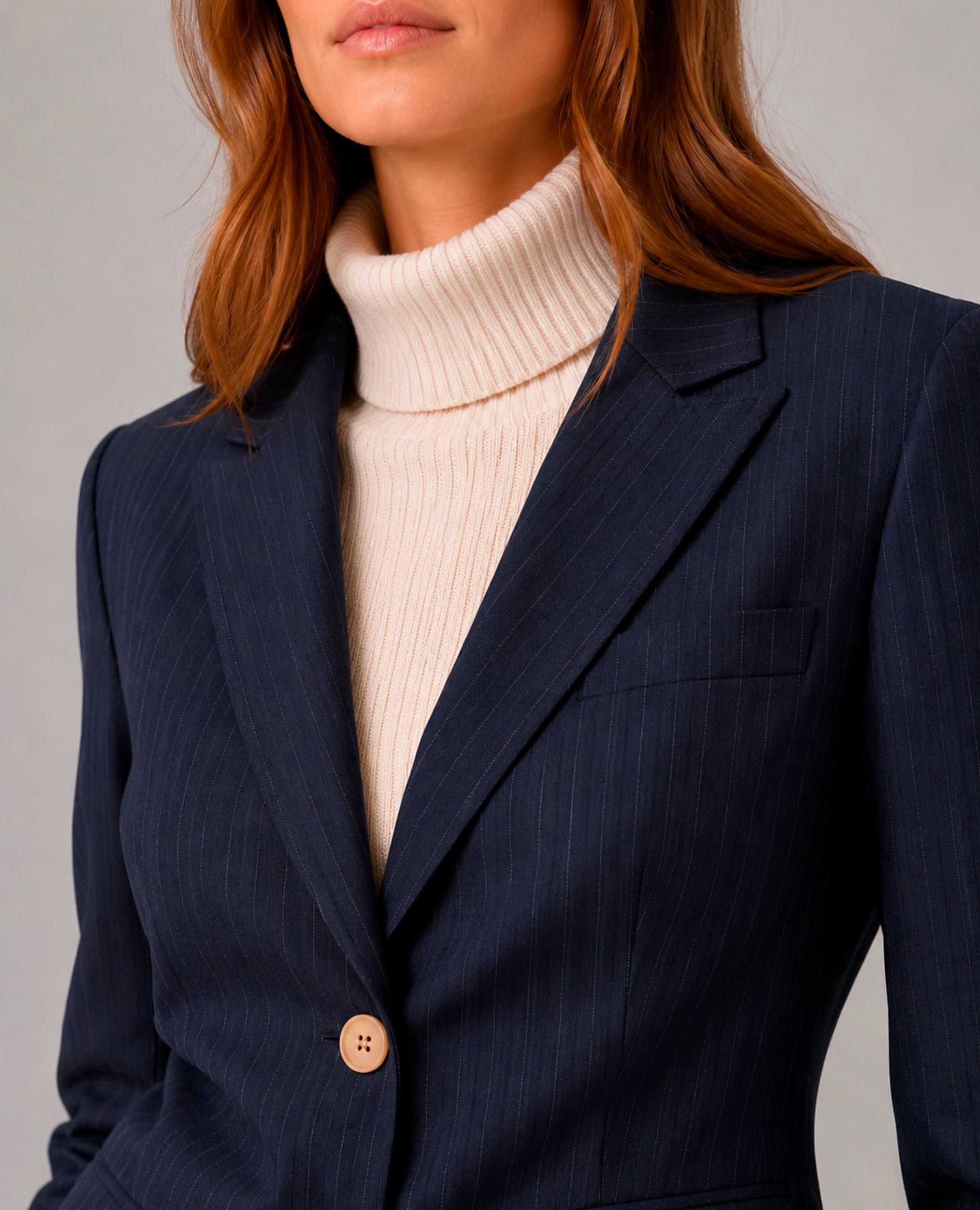 Blazer de mujer rocío en tejido sastre - Dolores Promesas - Azul marino Azul marino-3