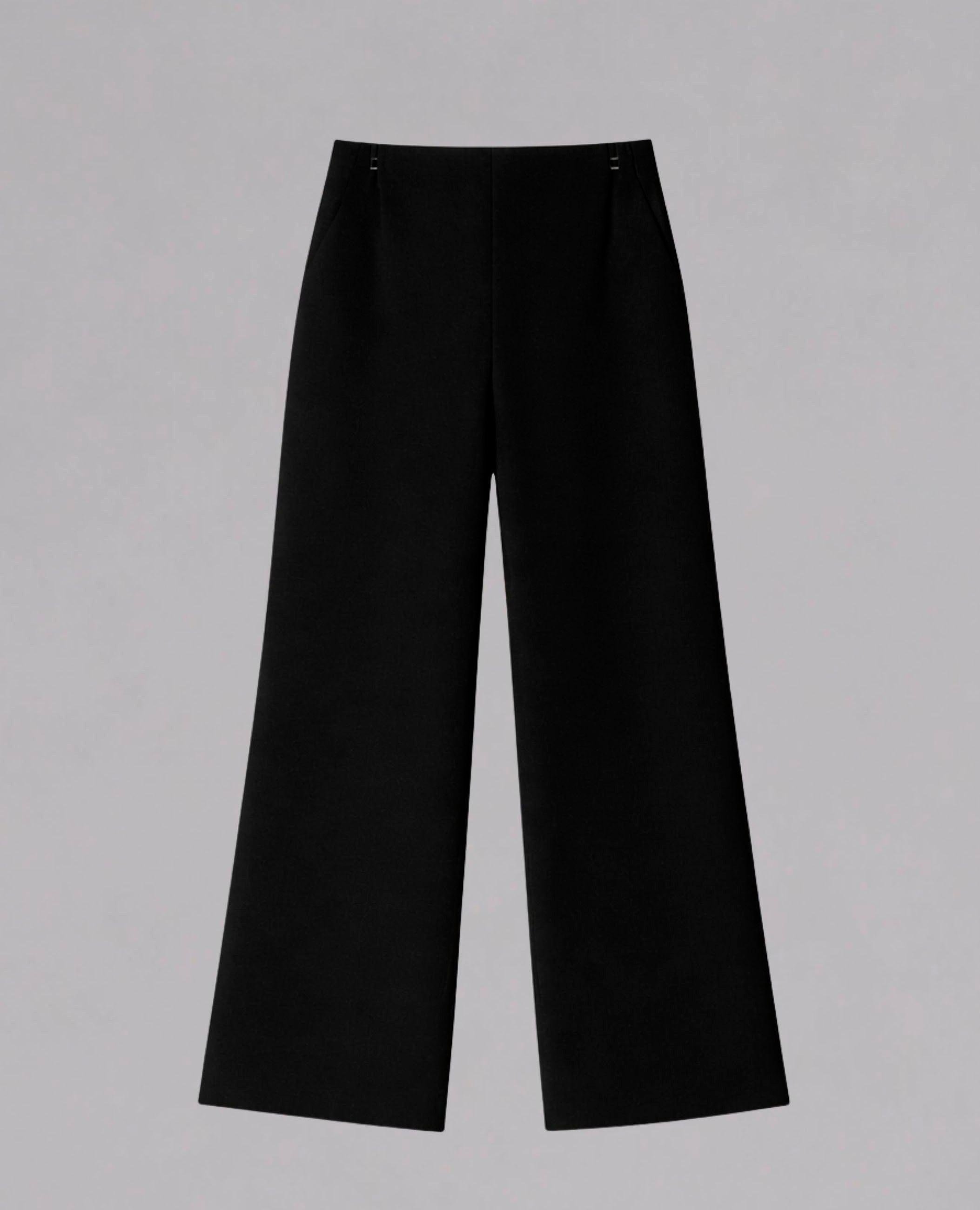 Pantalón ancho de mujer con tejido fluido - Dolores Promesas - Negro Negro-4