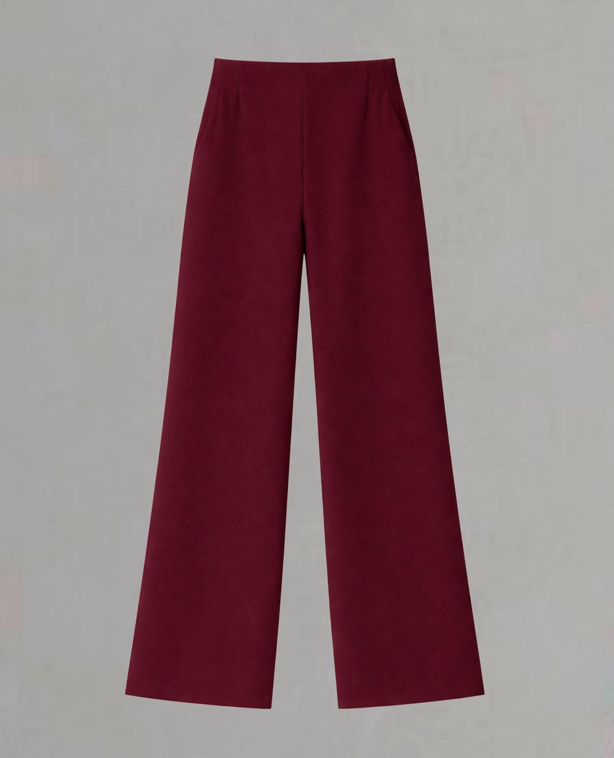Pantalón ancho de mujer con tejido fluido - Dolores Promesas - Granate Granate-4