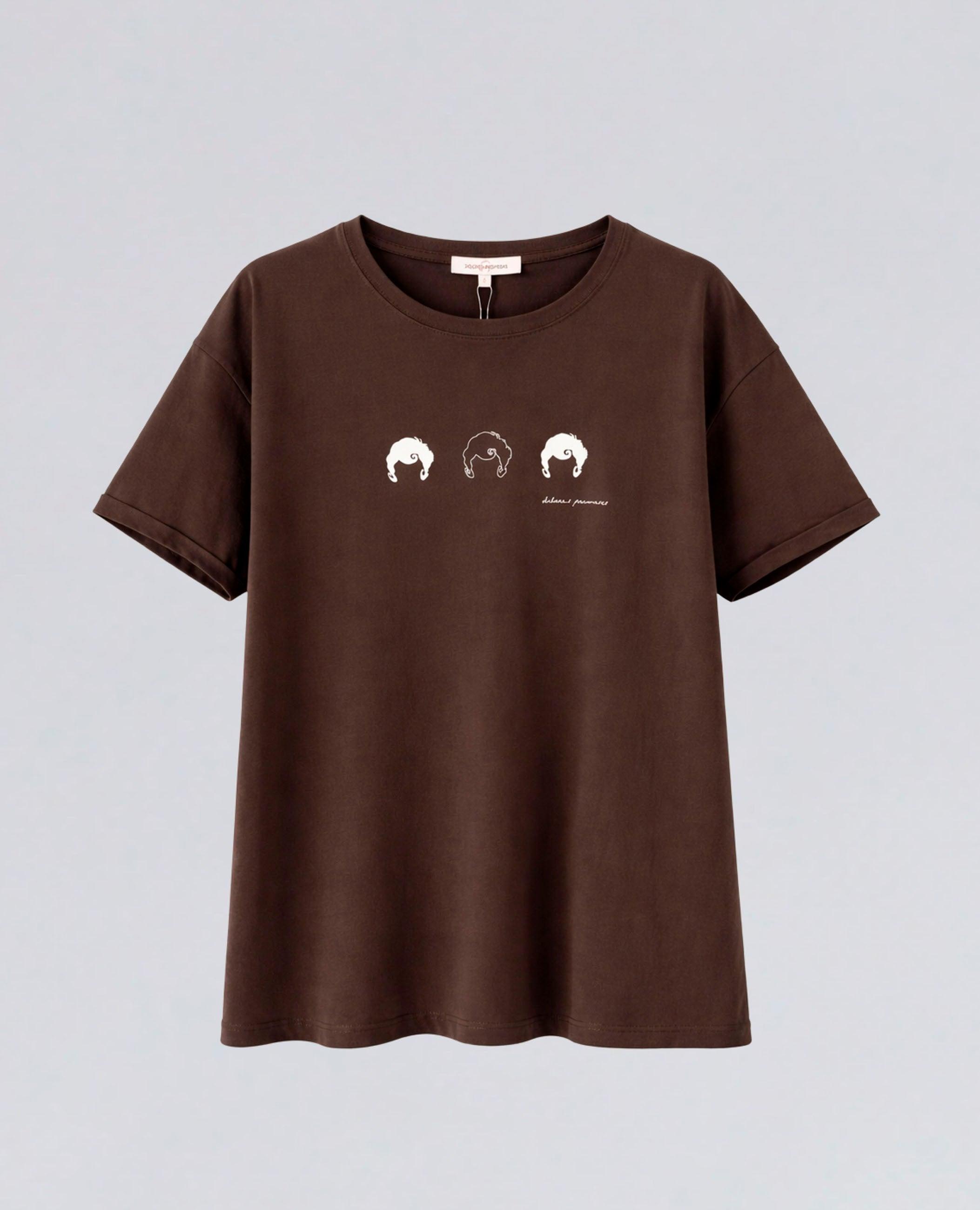 Camiseta de manga corta de mujer amie con dibujo frontal - Dolores Promesas - Marrón Marrón-4