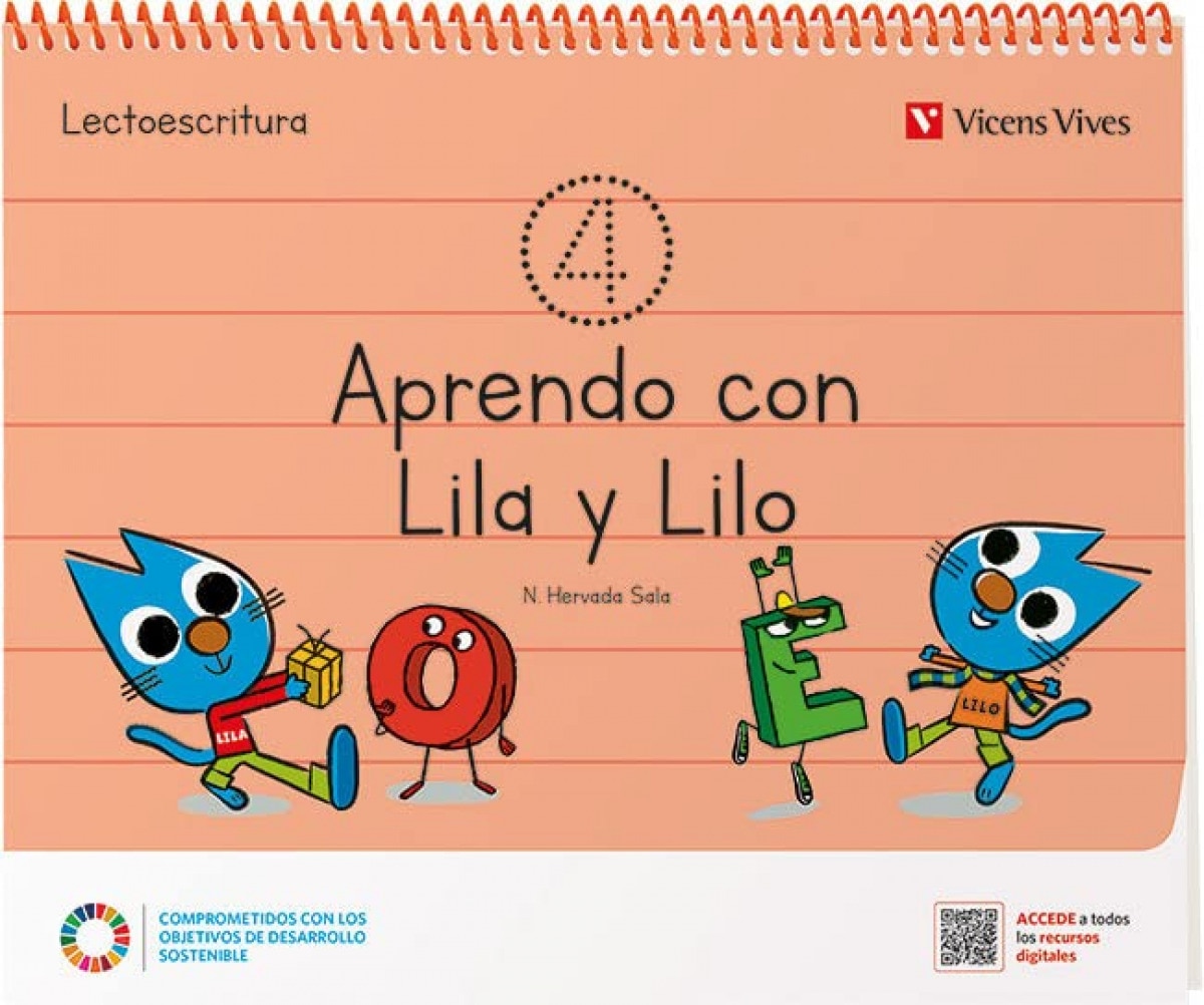 APRENDO CON LILA Y LILO CUADERNO 4  (Tapa blanda) 1