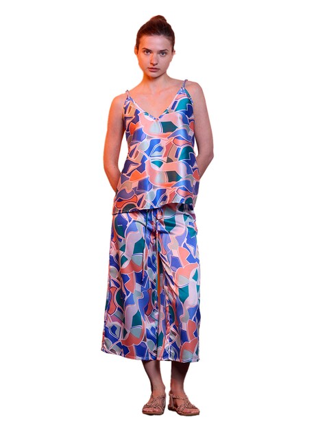 Imagem 0 de Calças culottes acetinadas