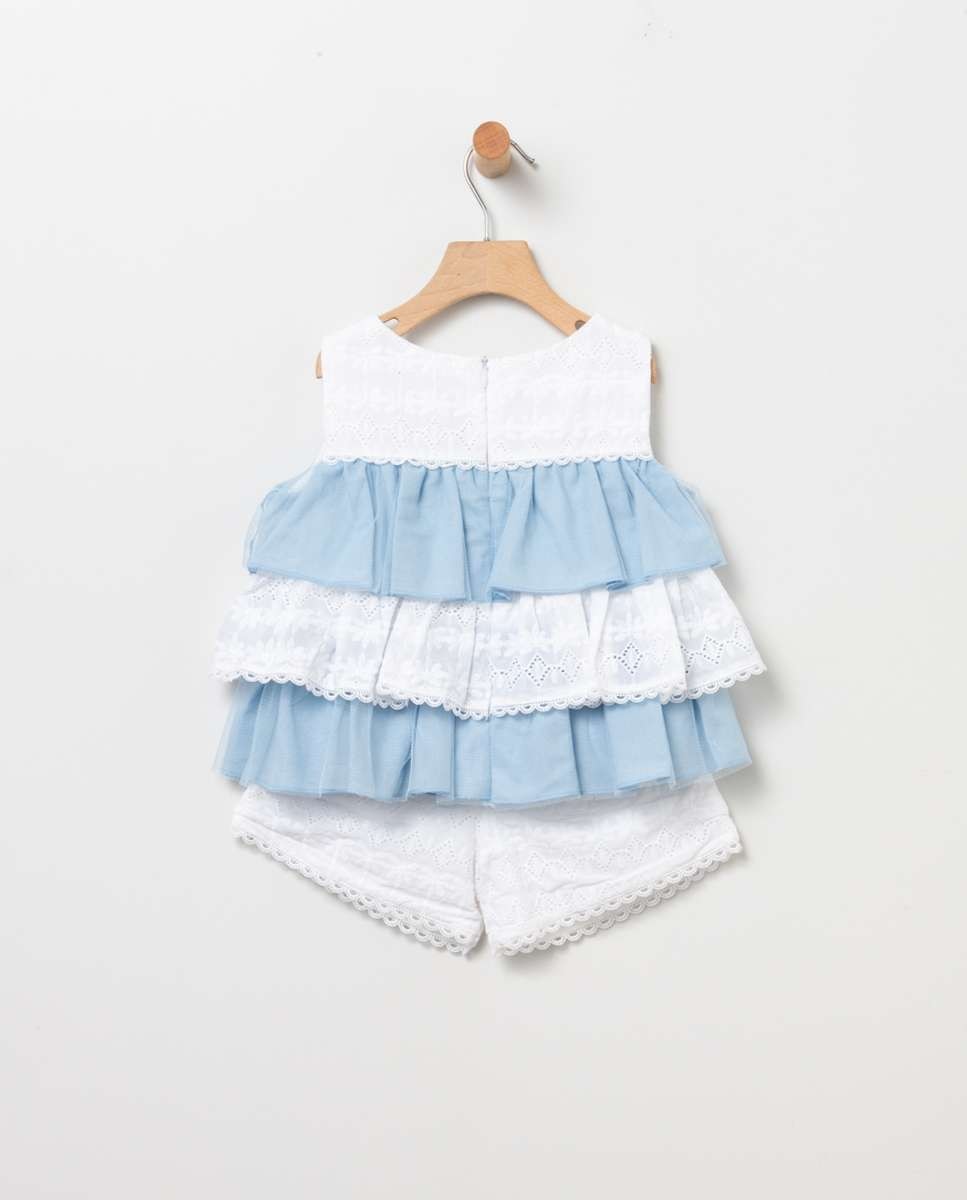 Imagen 5 de Conjunto de niña 2 piezas con bordado y tul - Coco Acqua - Azul Azul