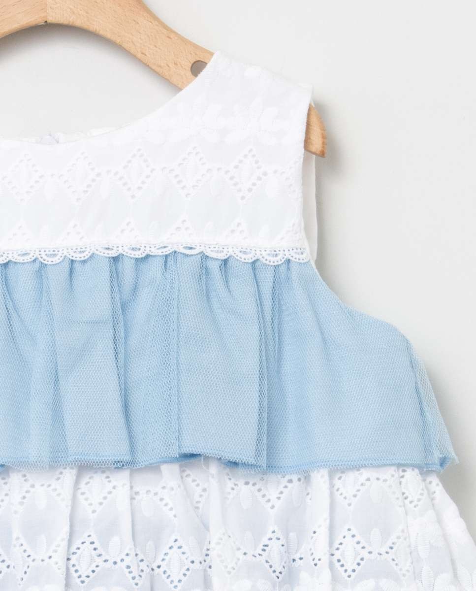 Imagen 2 de Conjunto de niña 2 piezas con bordado y tul - Coco Acqua - Azul Azul