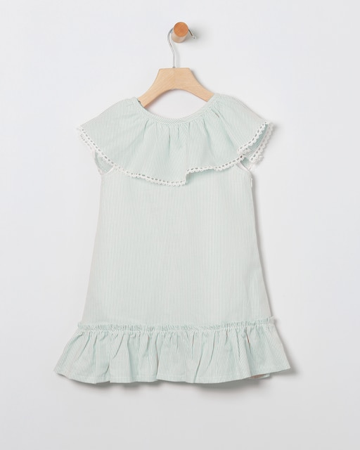 Imagen 0 de Vestido de bebé a rayas con volantes