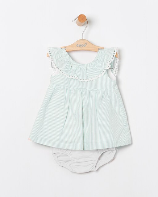 Imagen 0 de Conjunto de bebé niña de vestido a rayas y braguita a juego