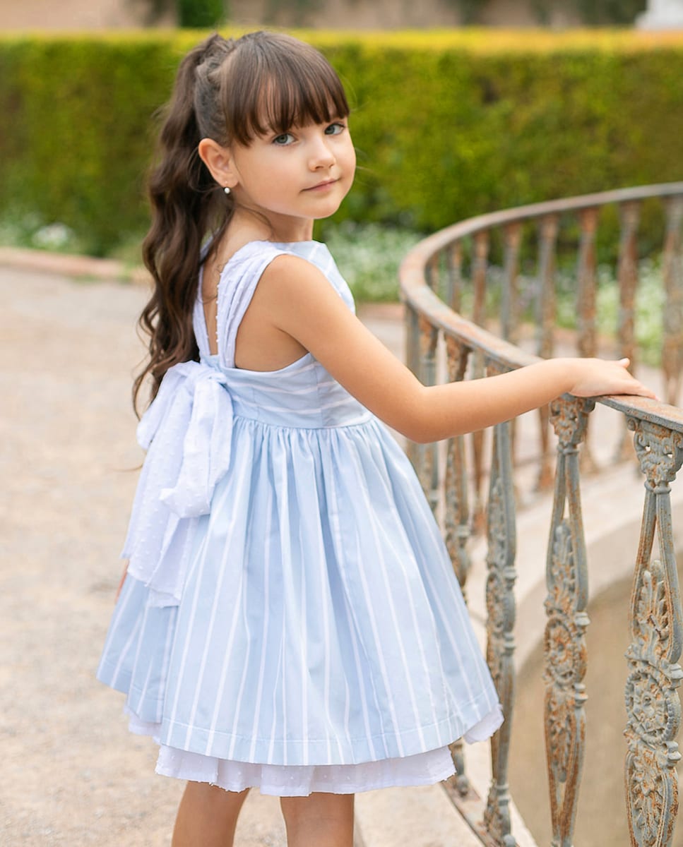 Vestido Niña Rayas Azul Y Blanco Vestido De Niña 100% Algodón Con Estampado  De Rayas · Coco Acqua