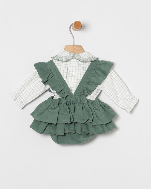 Imagen 0 de Conjunto de niña con blusa y pichi pana de algodón