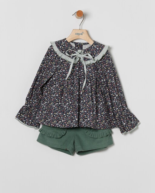 Imagen 0 de Conjunto de niña de clusa con short de niña de algodón