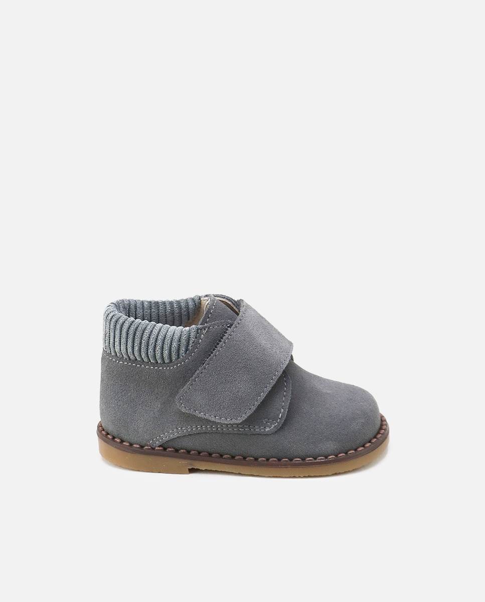 Botas de bebés en piel serraje con cierre adherente - Eli 1957 - Gris Gris-1