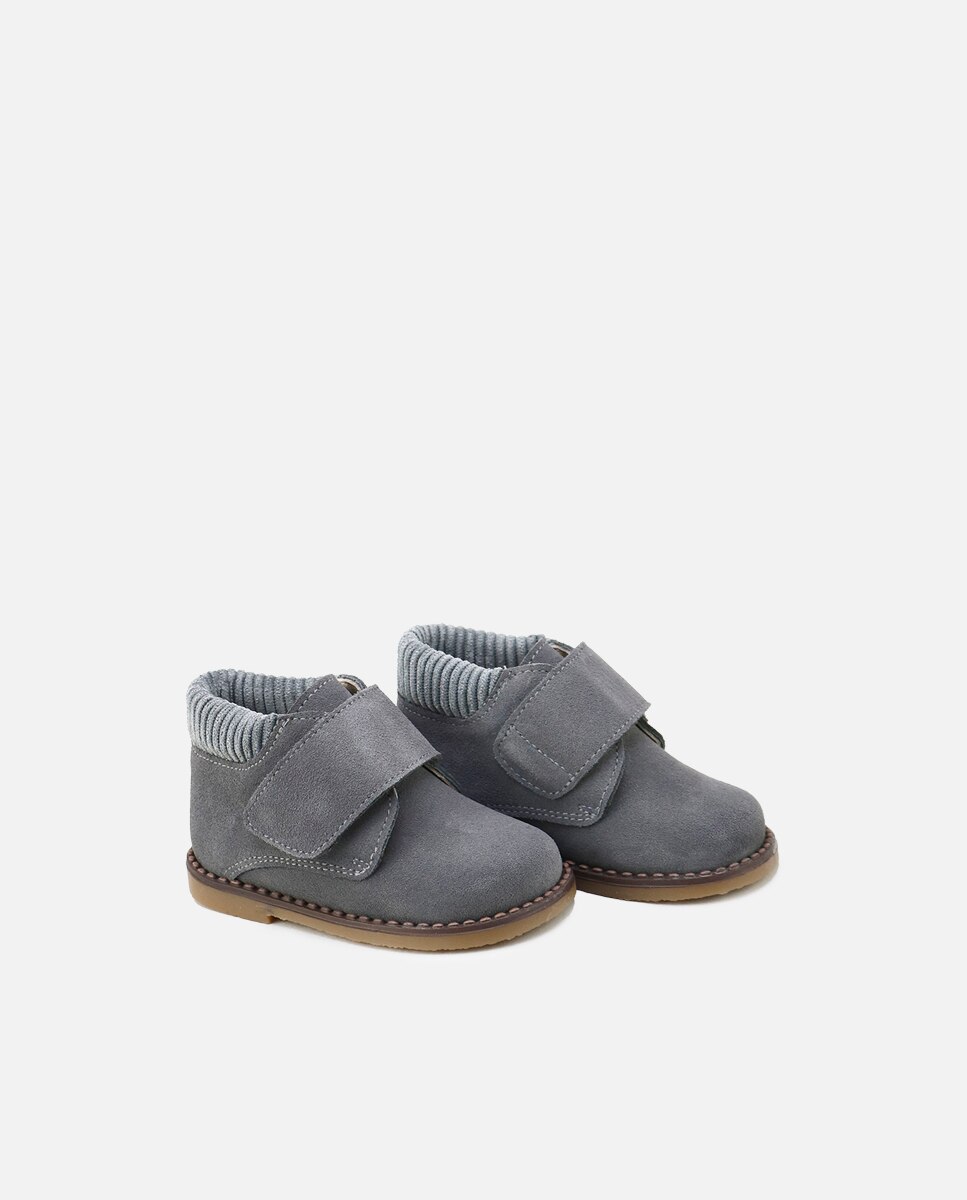 Botas de bebés en piel serraje con cierre adherente - Eli 1957 - Gris Gris-2