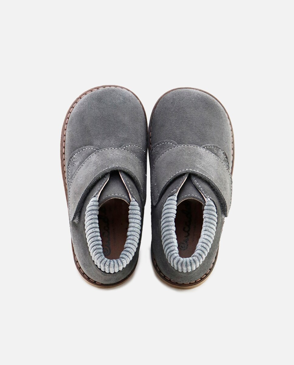 Botas de bebés en piel serraje con cierre adherente - Eli 1957 - Gris Gris-4