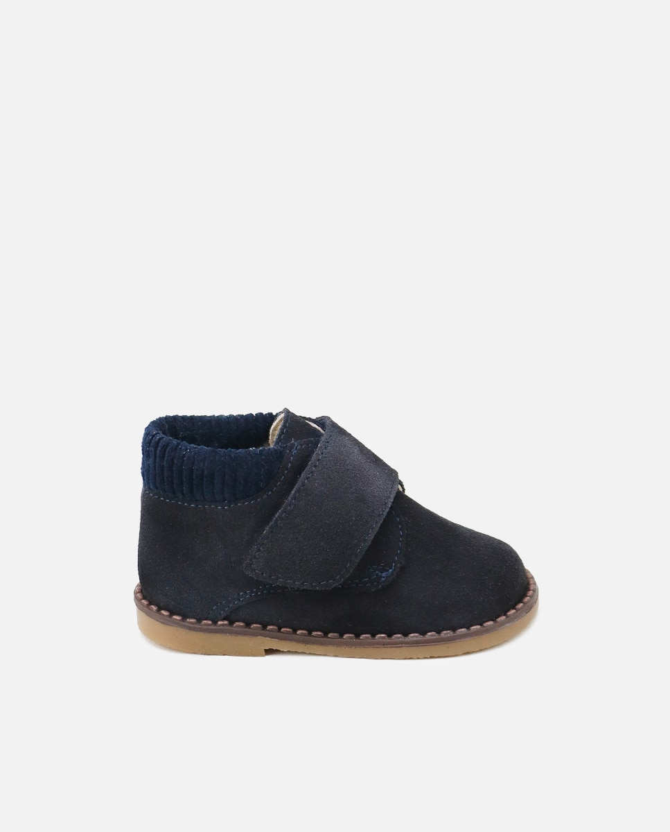 Botas de bebés en piel serraje con cierre adherente - Eli 1957 - Azul marino Azul marino-1