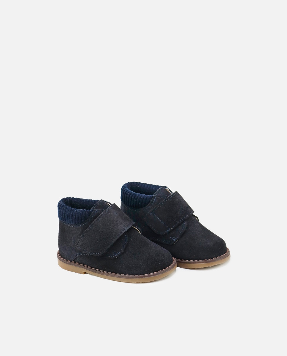 Botas de bebés en piel serraje con cierre adherente - Eli 1957 - Azul marino Azul marino-2