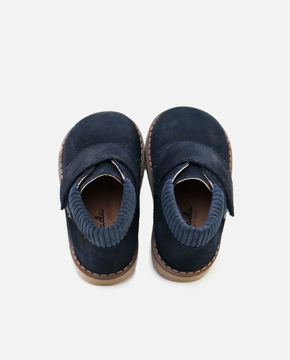 Botas de bebés en piel serraje con cierre adherente - Eli 1957 - Azul marino Azul marino-4