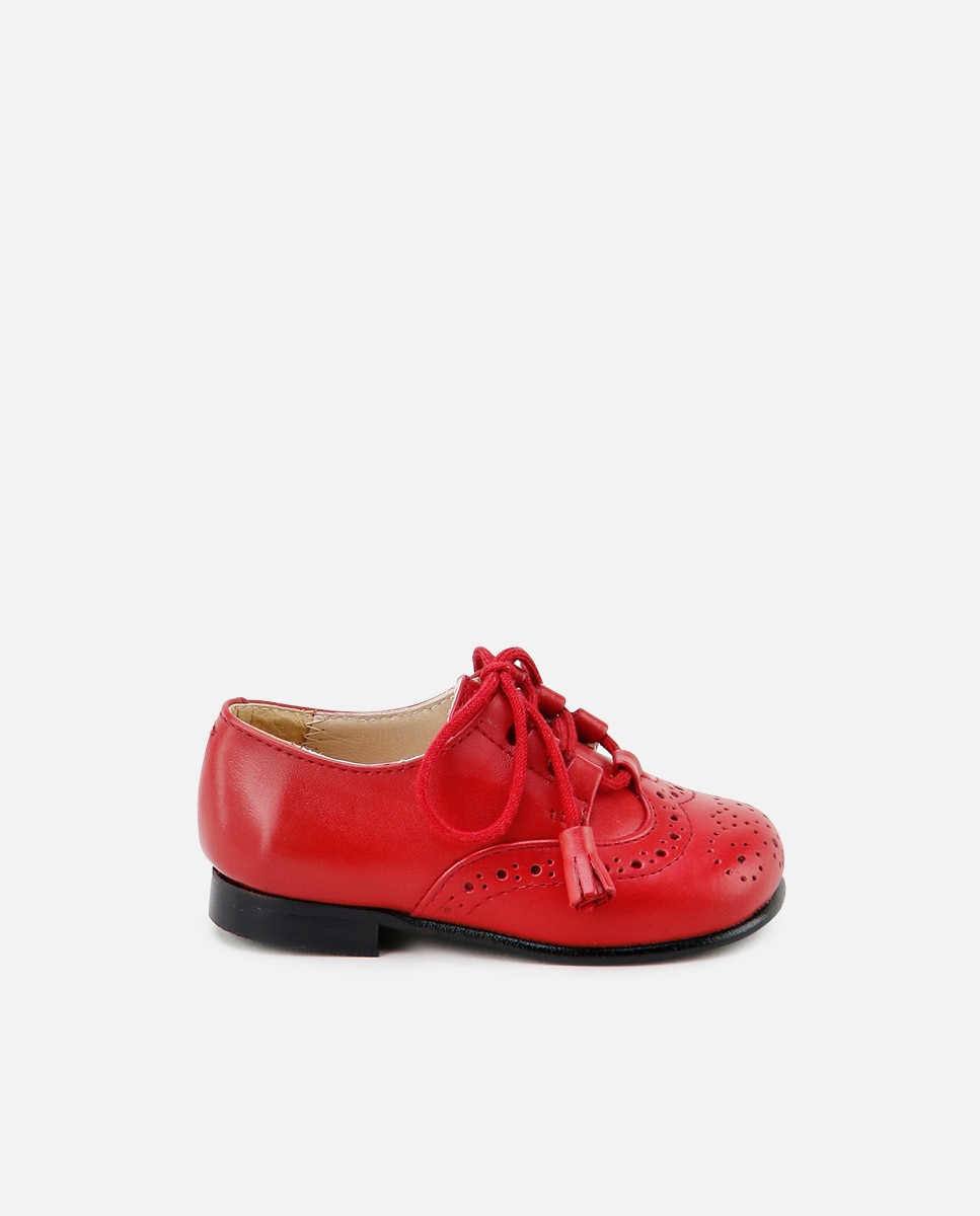 Zapato inglés de niño clásicos en piel - Eli 1957 - Rojo Rojo-1
