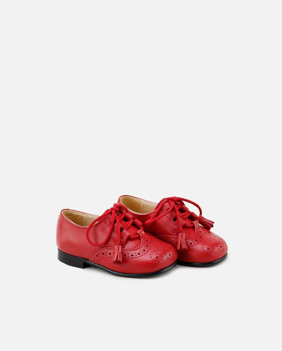 Zapato inglés de niño clásicos en piel - Eli 1957 - Rojo Rojo-2