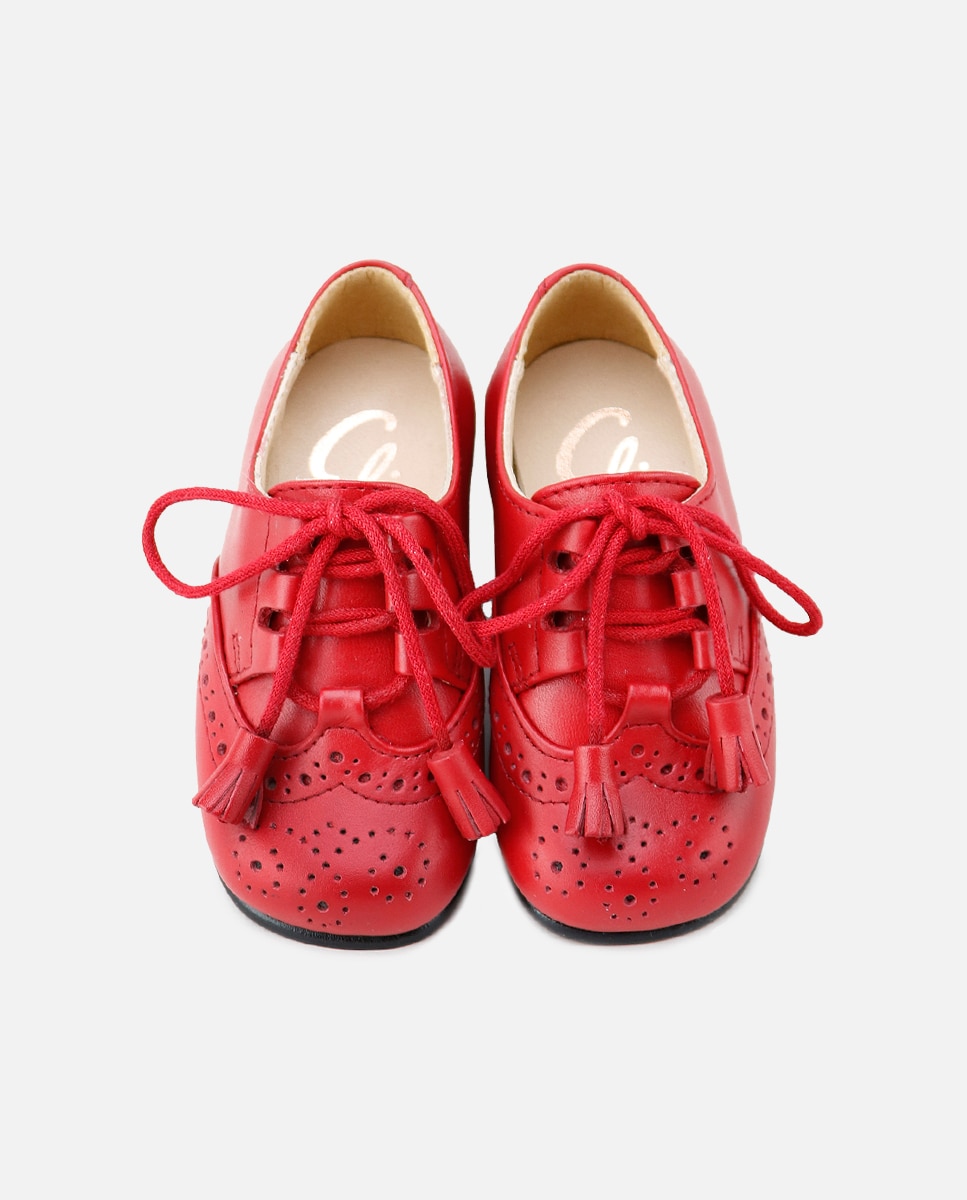 Zapato inglés de niño clásicos en piel - Eli 1957 - Rojo Rojo-4