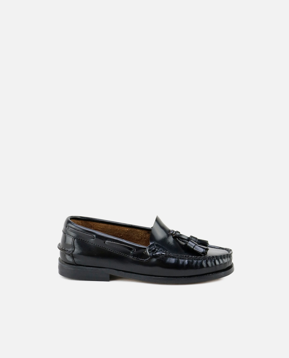 Mocasines castellanos de niños en piel con borlas - Eli 1957 - Negro Negro-1
