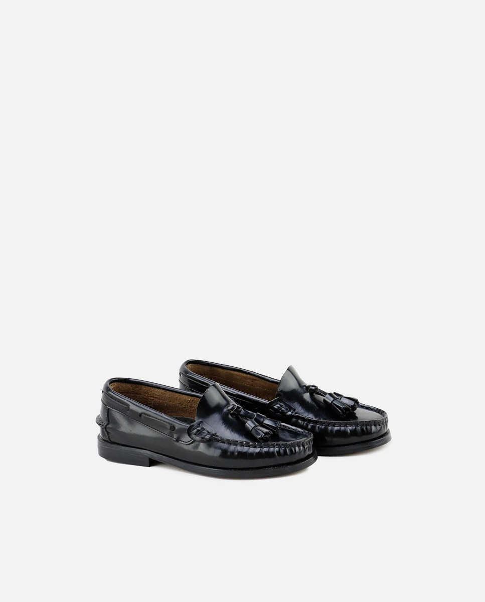 Mocasines castellanos de niños en piel con borlas - Eli 1957 - Negro Negro-2