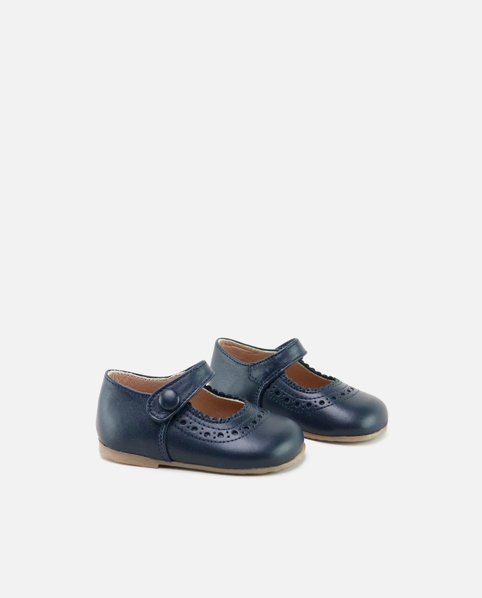 Merceditas de bebé en piel con picados - Eli 1957 - Azul marino Azul marino-2