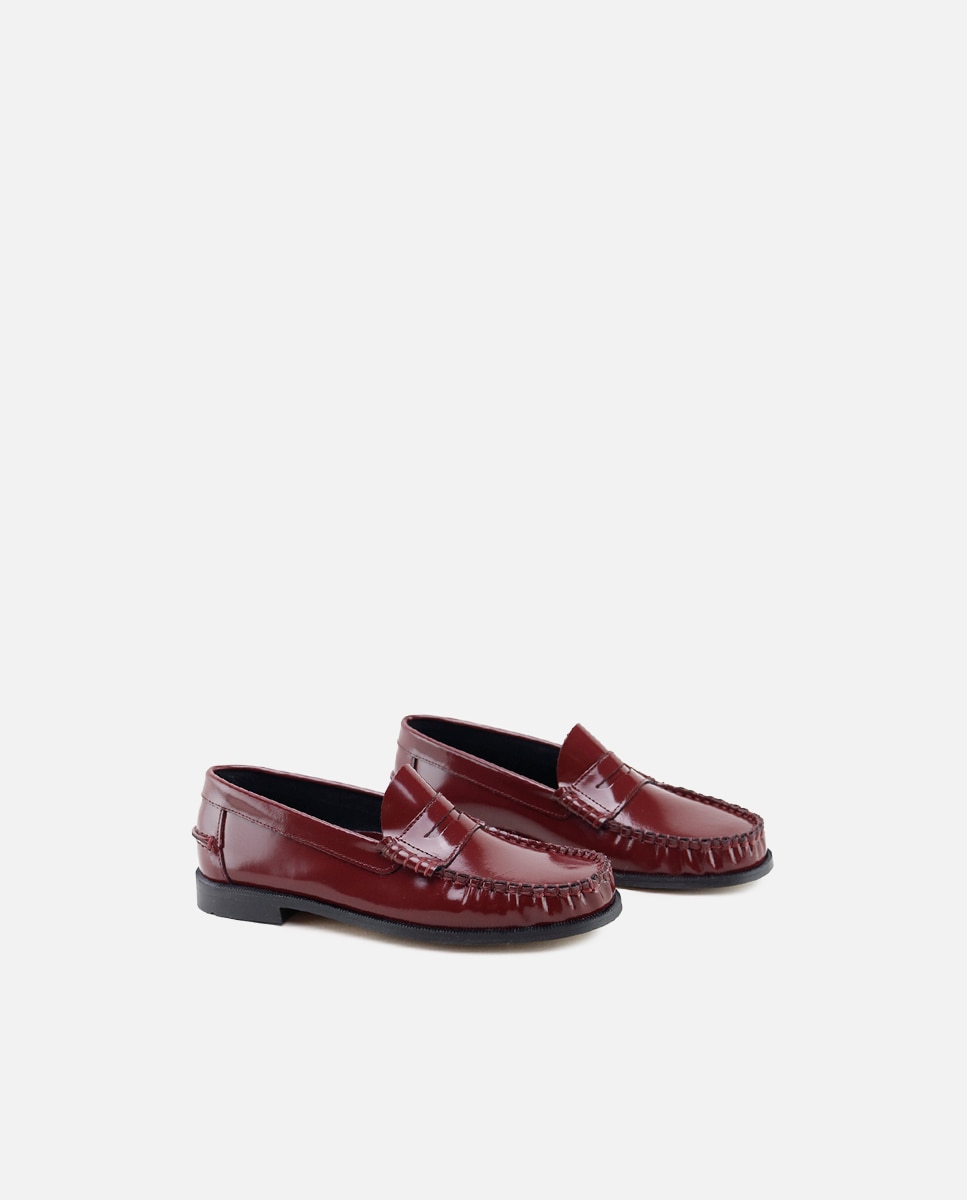 Mocasines castellanos de niños en piel color - Eli 1957 - Burdeos Burdeos-2