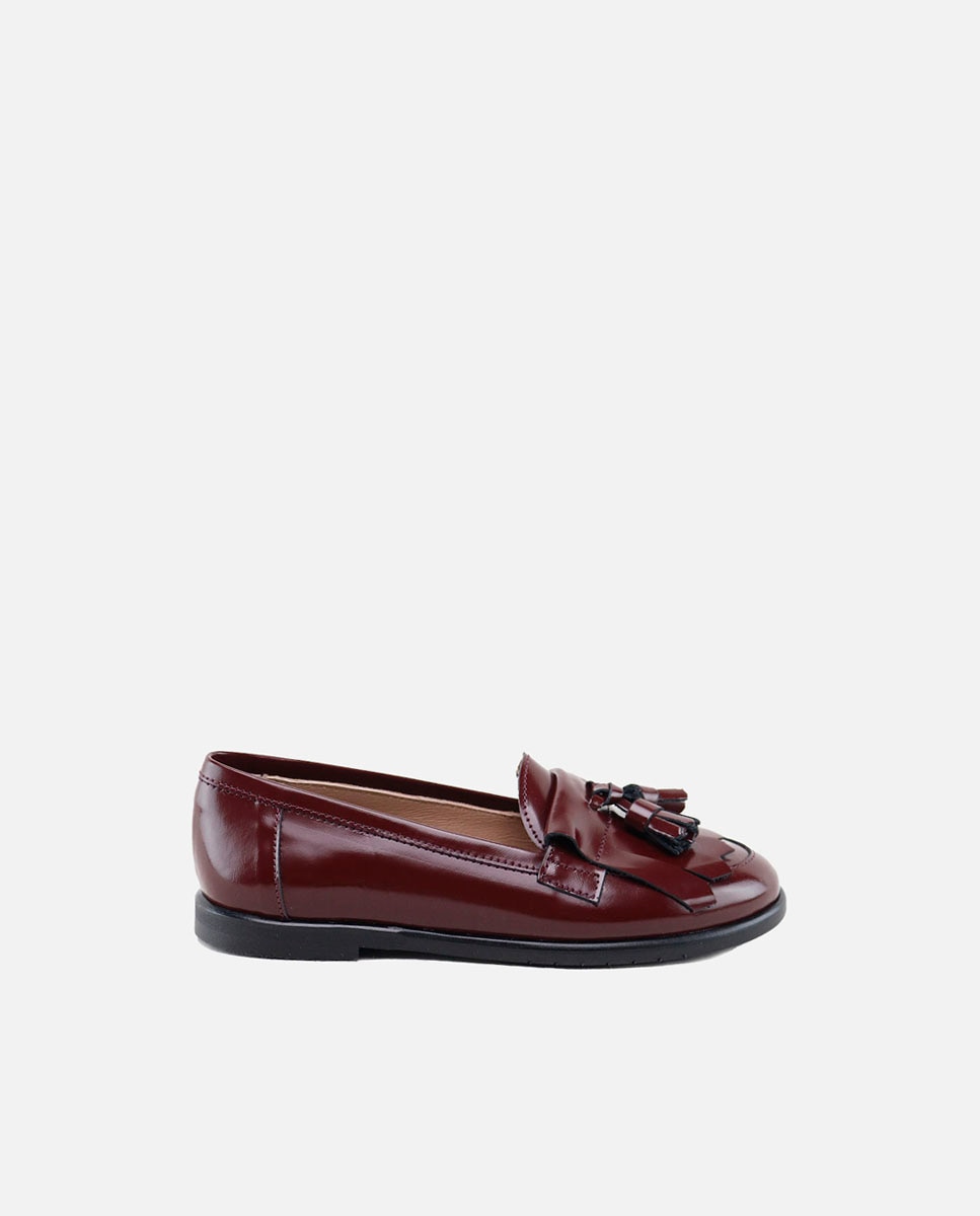 Imagen 0 de Mocasines de niños en piel color burdeos Rojo