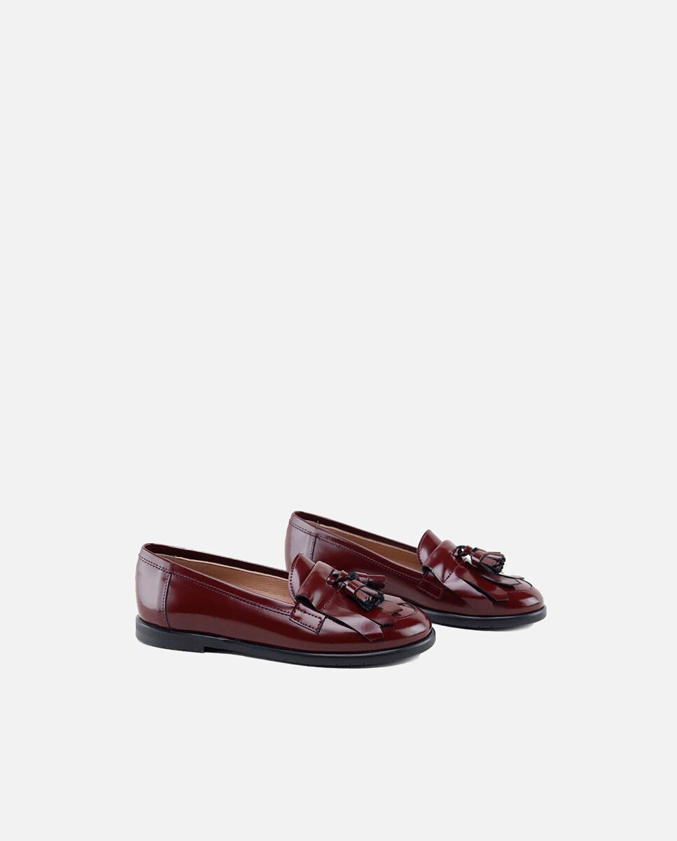 Mocasines de niños en piel color burdeos - Eli 1957 - Rojo Rojo-2