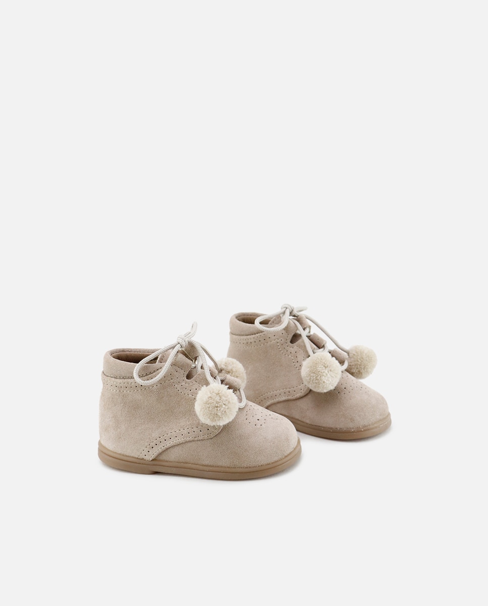 Botas de bebés en piel serraje con borlas - Eli 1957 - Beige Beige-2