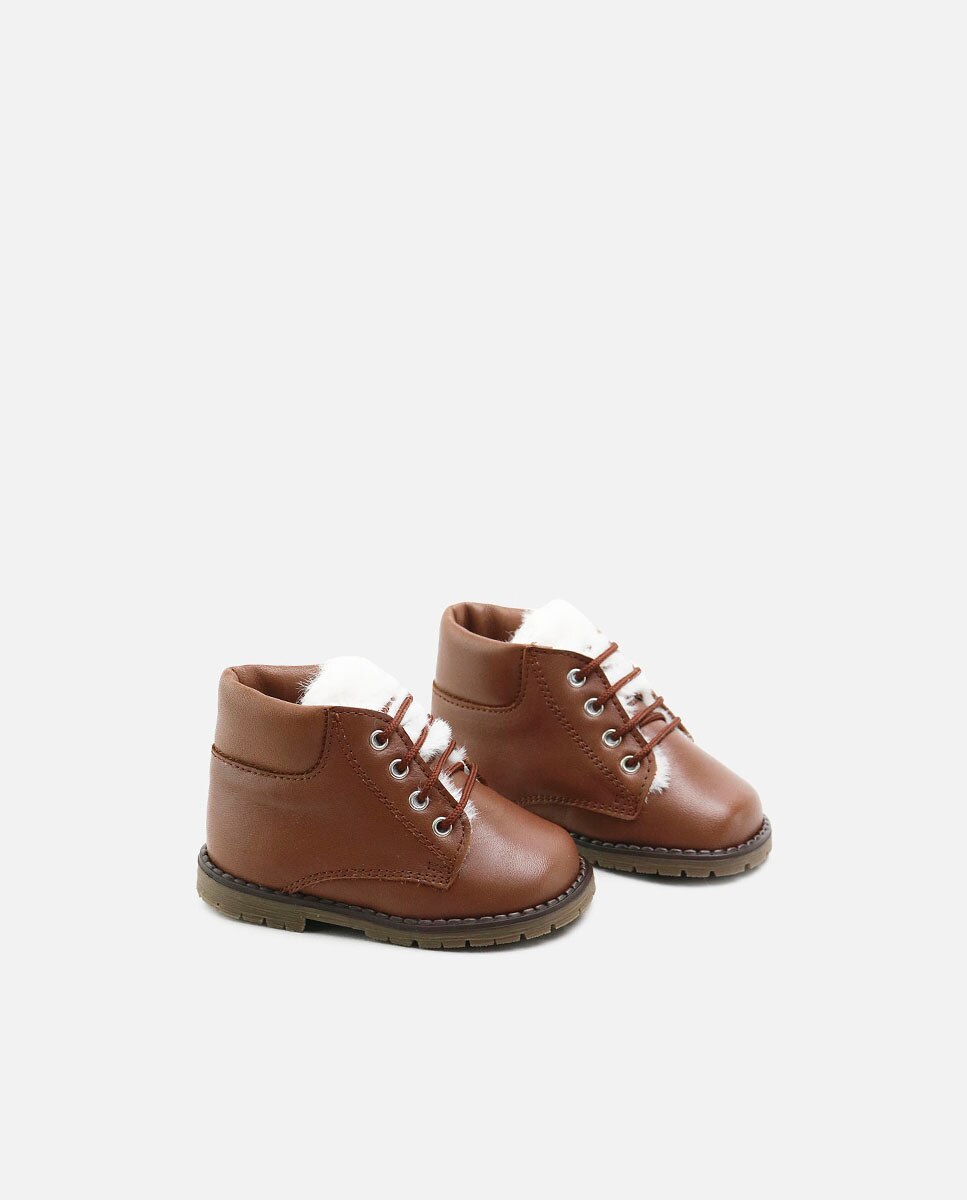 Botas de bebé en piel con forro de pelo - Eli 1957 - Marrón Marrón-2