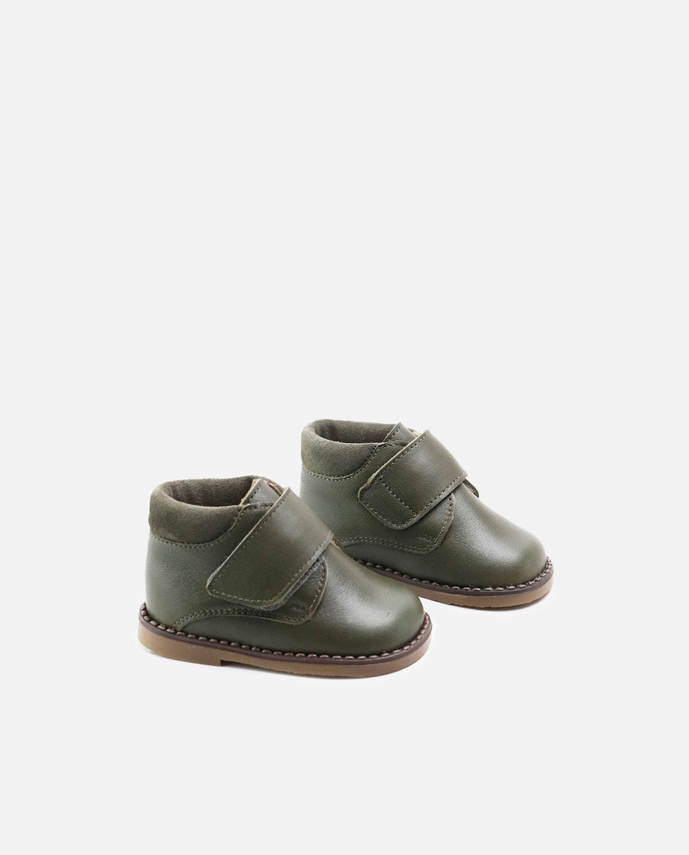 Botas de bebés en piel serraje con cierre adherente - Eli 1957 - Verde Verde-2