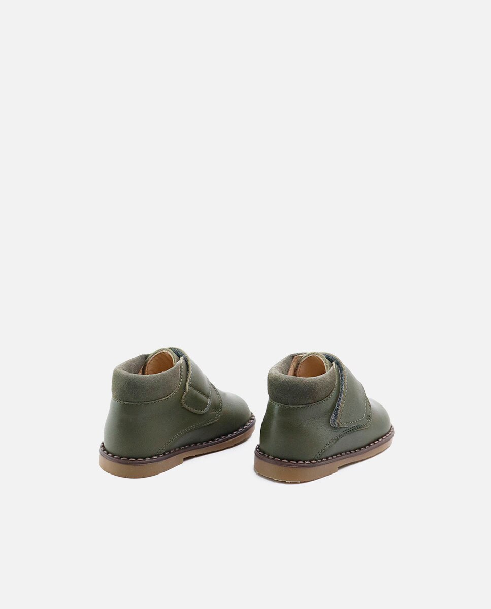 Botas de bebés en piel serraje con cierre adherente - Eli 1957 - Verde Verde-3