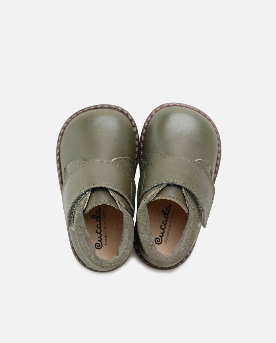 Botas de bebés en piel serraje con cierre adherente - Eli 1957 - Verde Verde-4