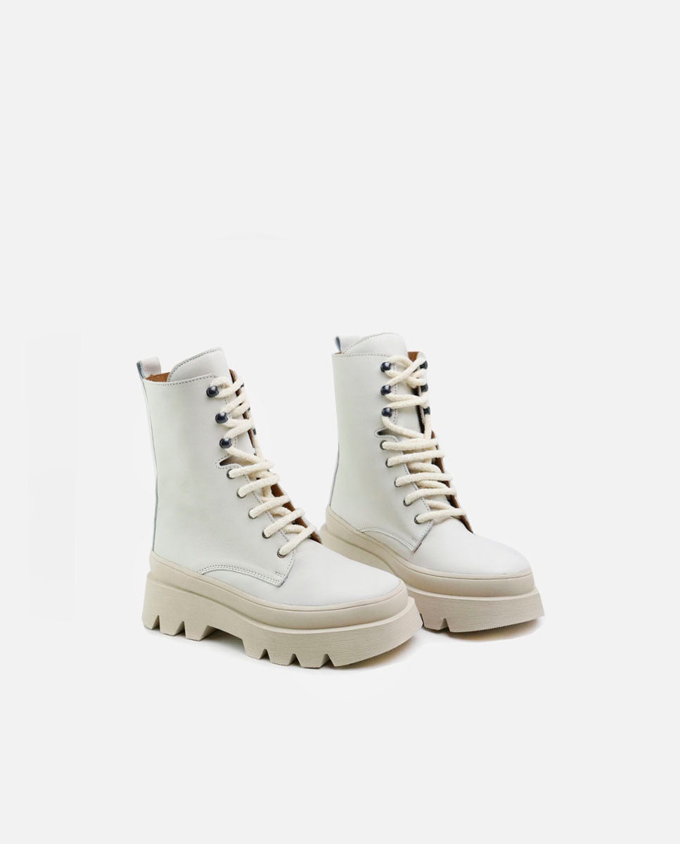 Bota estilo militar piel - Eli 1957 - Blanco Blanco-2