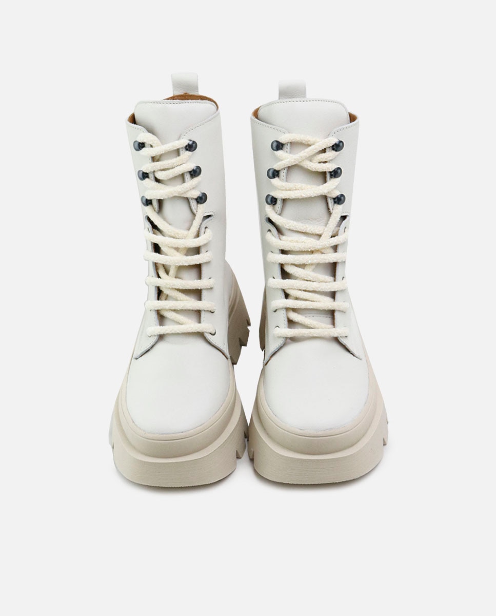 Bota estilo militar piel - Eli 1957 - Blanco Blanco-4